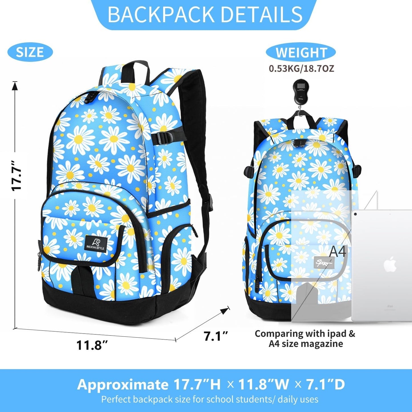 Lightweight School Backpack Travel Bag for Men & Women   College & Travel Use5