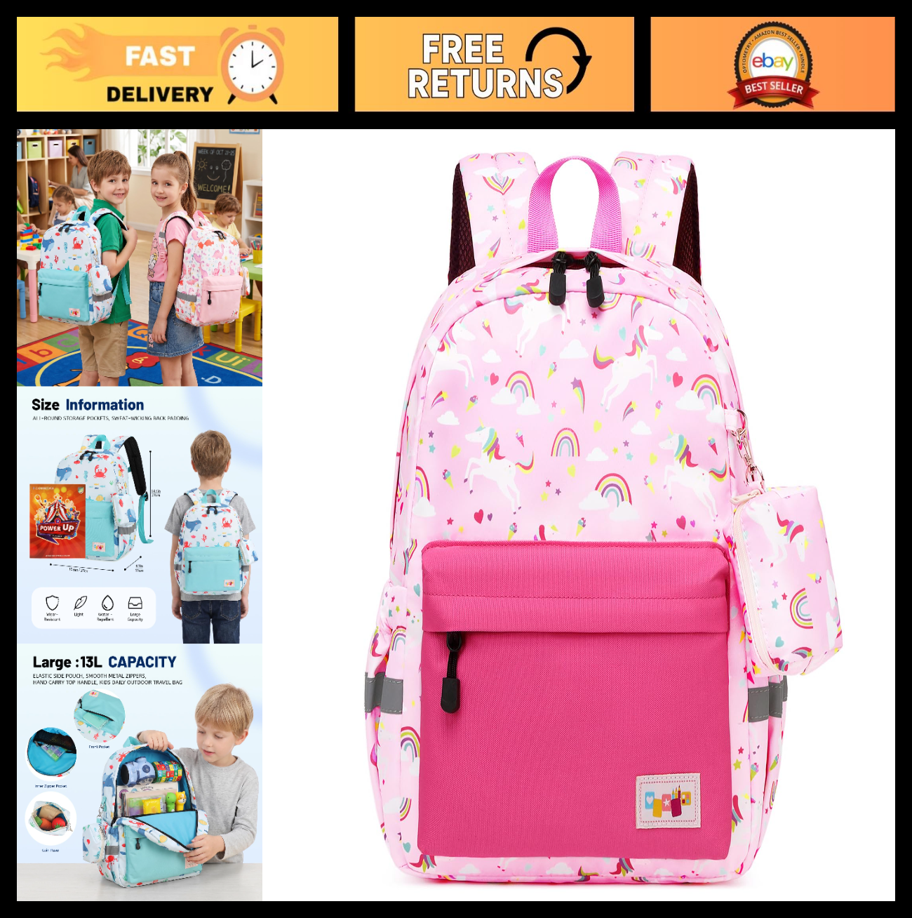 Kids Toddler Backpack with Chest Strap   Durable, Lightweight, Perfect for Boys0