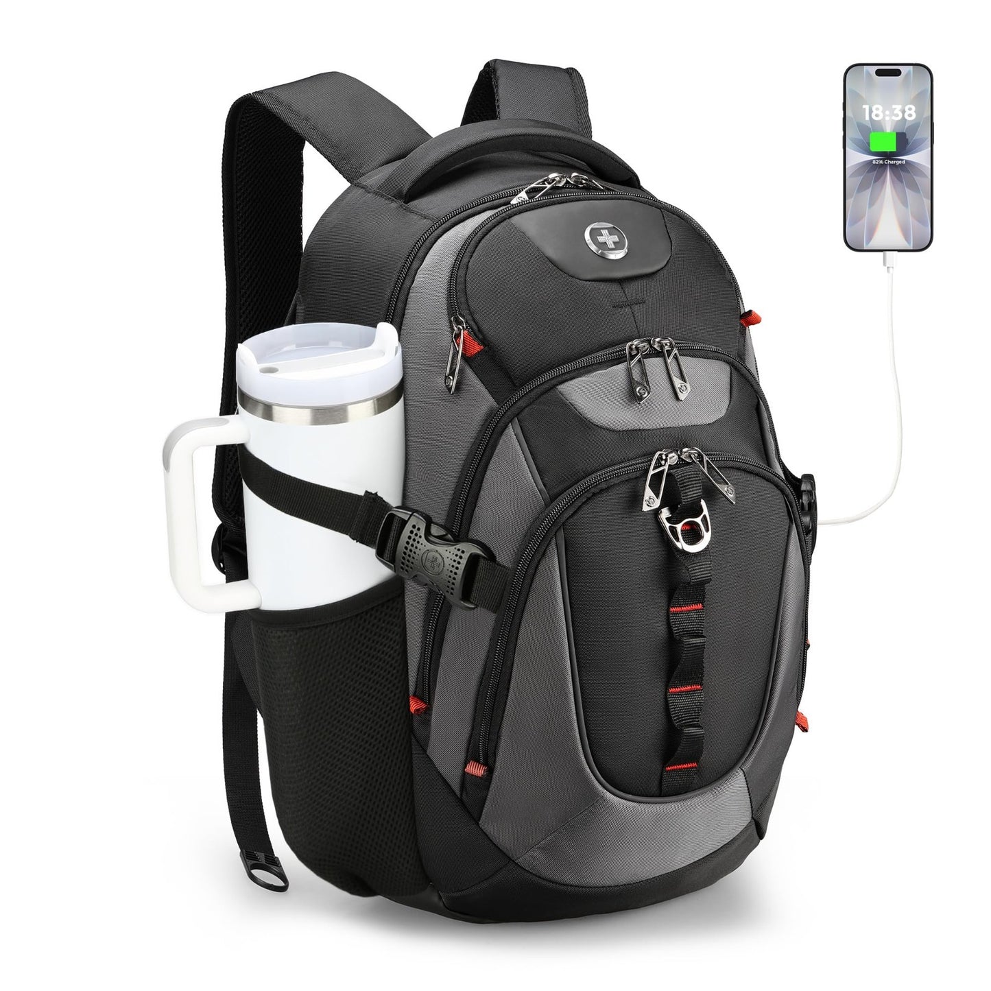Stylish Laptop Backpack with USB Charging Port, Fits 15.6" Computer, 31L Travel1