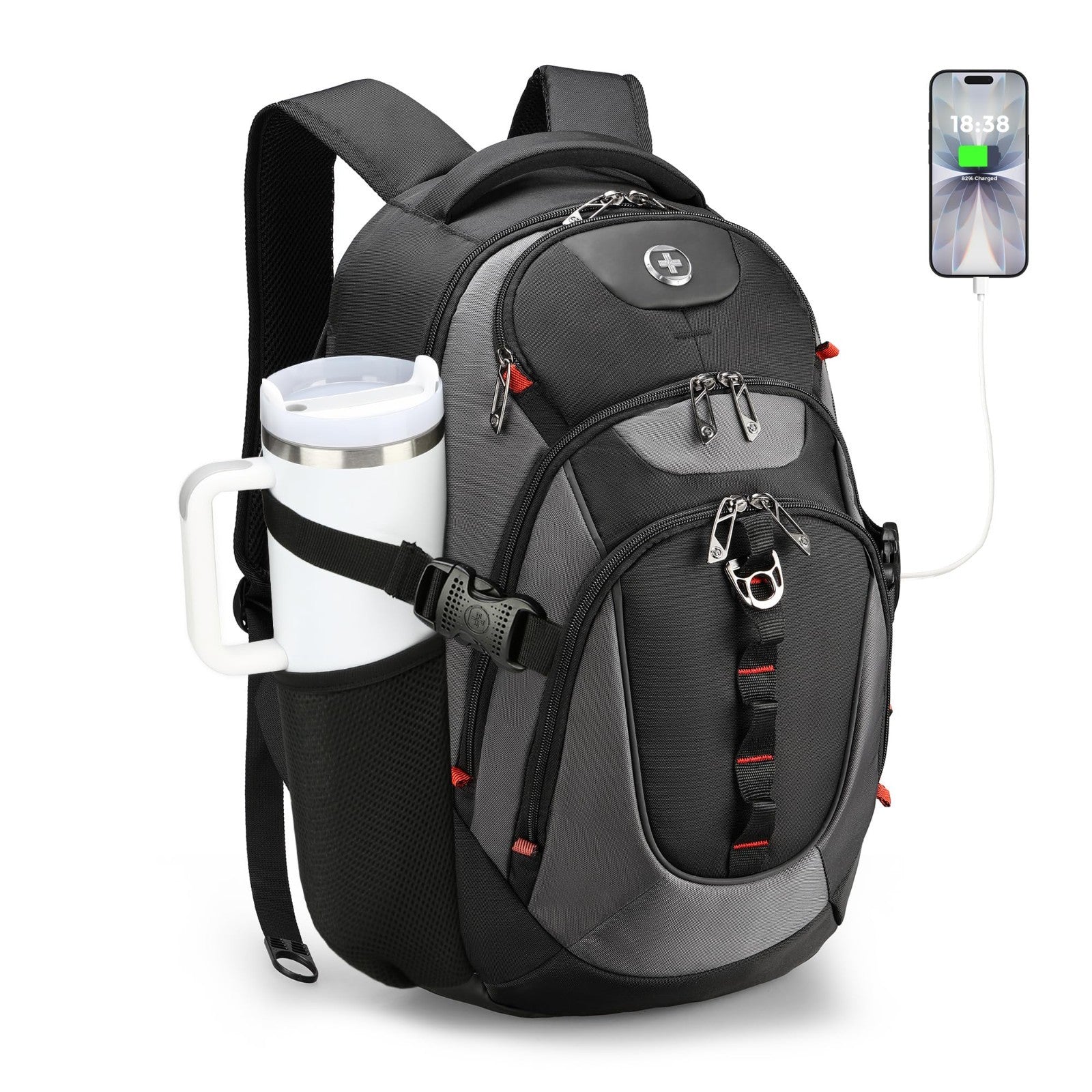 Stylish Laptop Backpack with USB Charging Port, Fits 15.6" Computer, 31L Travel1