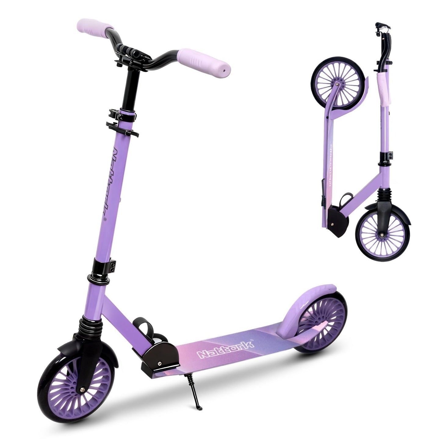 Adjustable Height Kick Scooter for Kids & Adults, 240 LBS Max Load, Foldable, 8"1