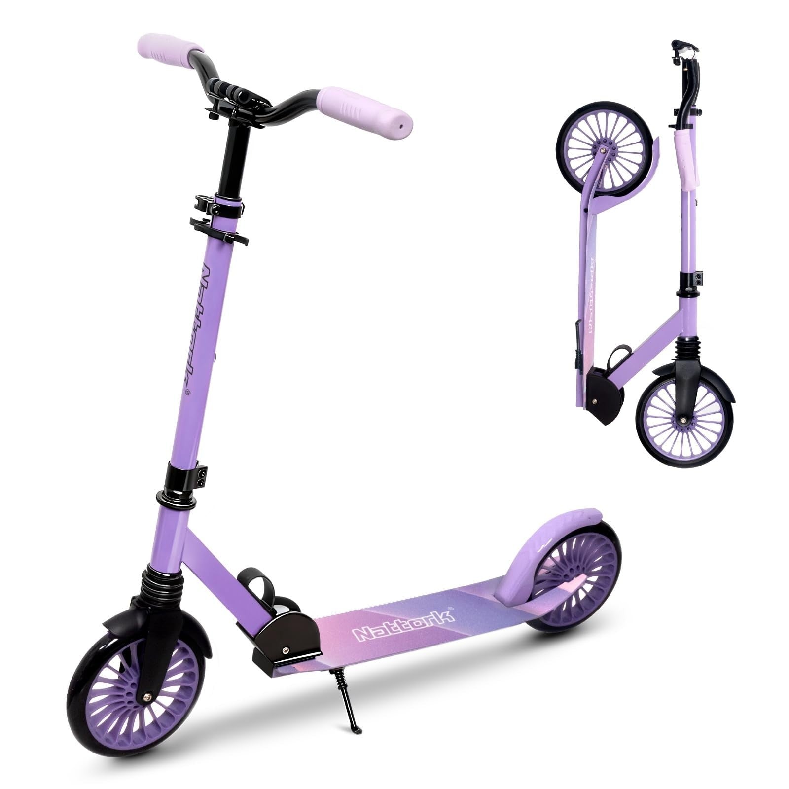Adjustable Height Kick Scooter for Kids & Adults, 240 LBS Max Load, Foldable, 8"1