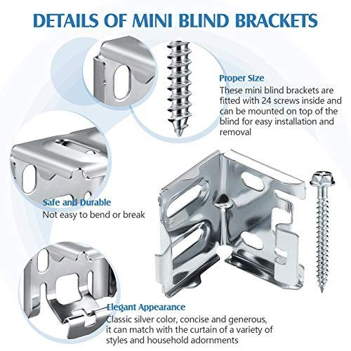 12 Mini Blind Brackets for Window Blinds with Screws - 1.18x1.18 Inch, Set of 123