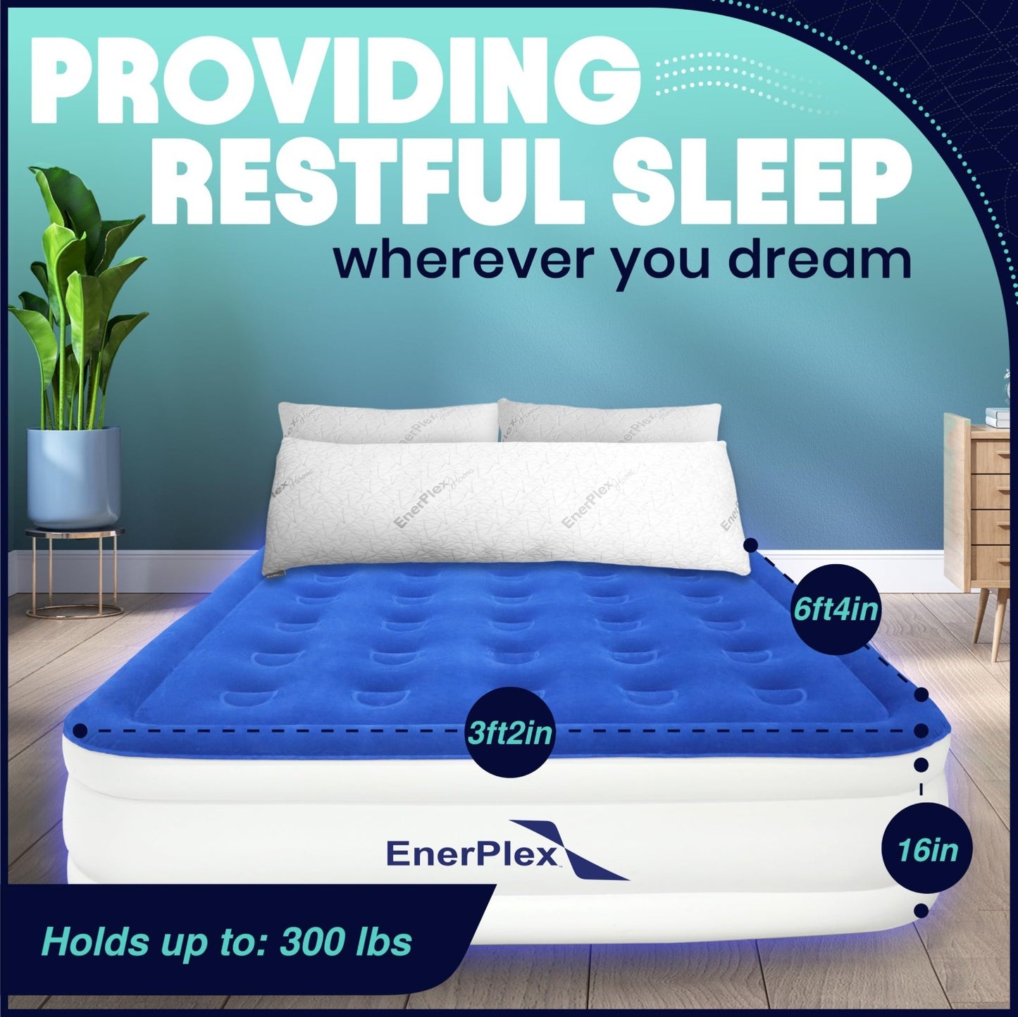 Self Inflating Air Mattress with Built in Pump & Neck Support   Portable Inflata3
