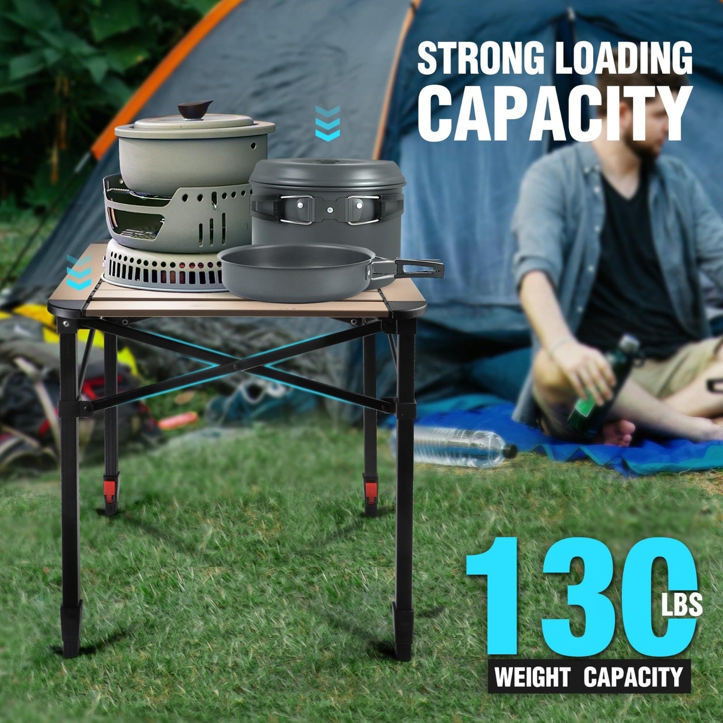 Lightweight Adjustable Folding Camping Table with Carry Bag - Outdoor Picnic BBQ5