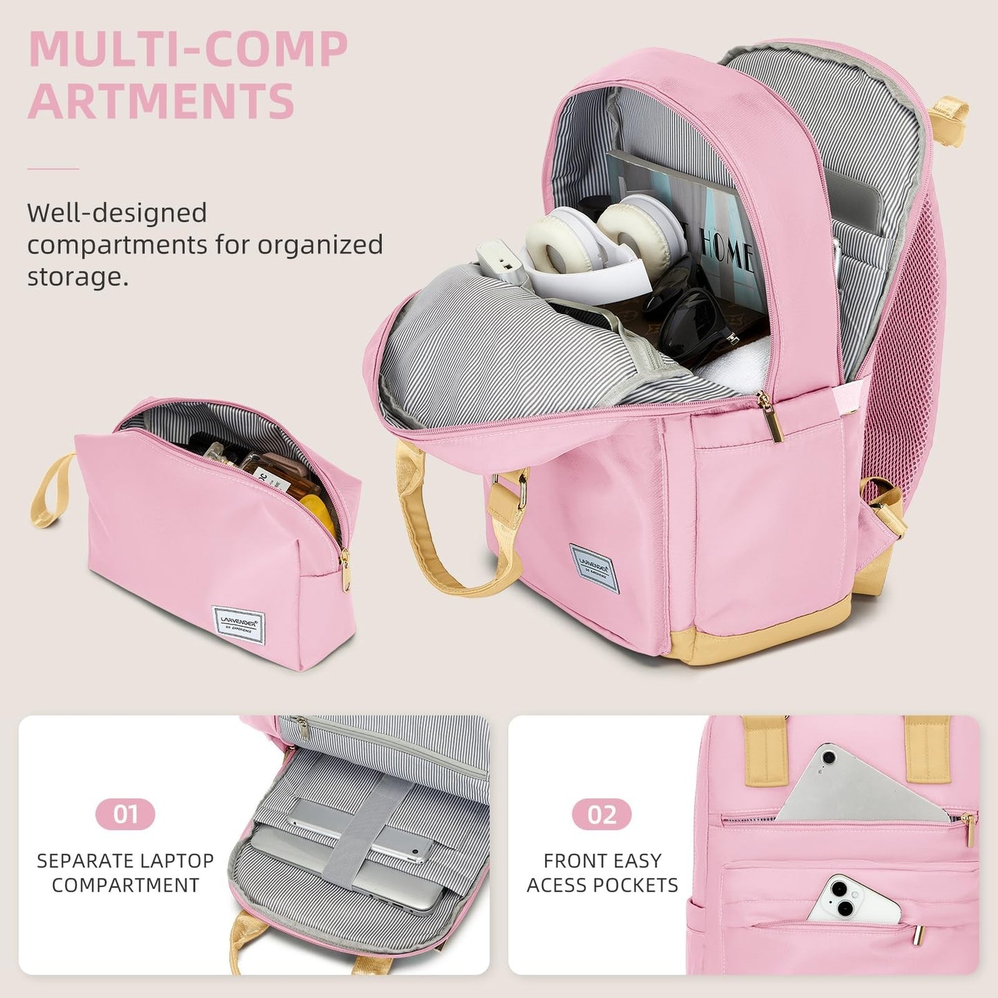 3-Piece Expandable Carry-On Luggage Set, Pink | Airline Approved, 360° Spinner W3
