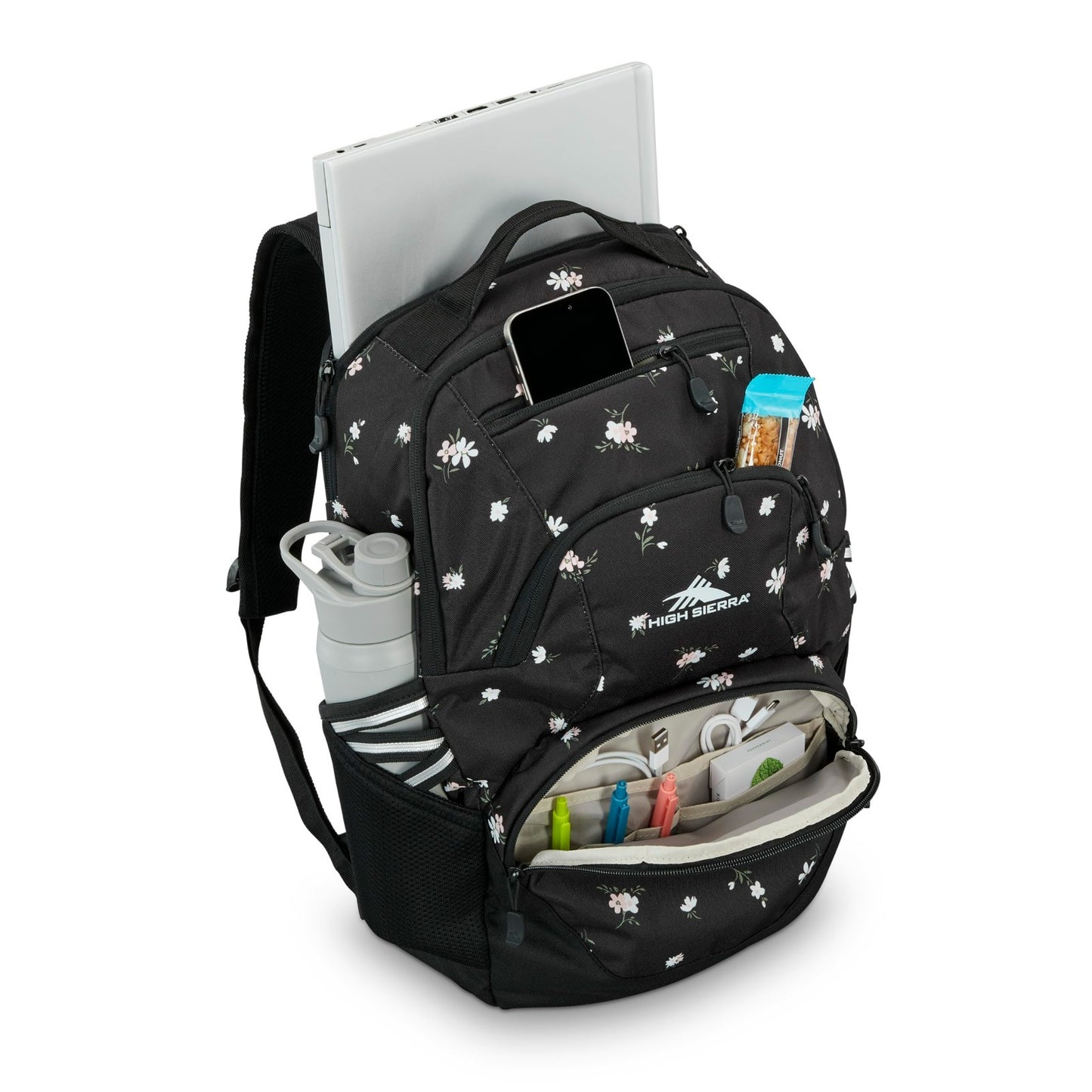 Travel Laptop Backpack with Drop Protection, Tablet Sleeve, Floral Design, One S3