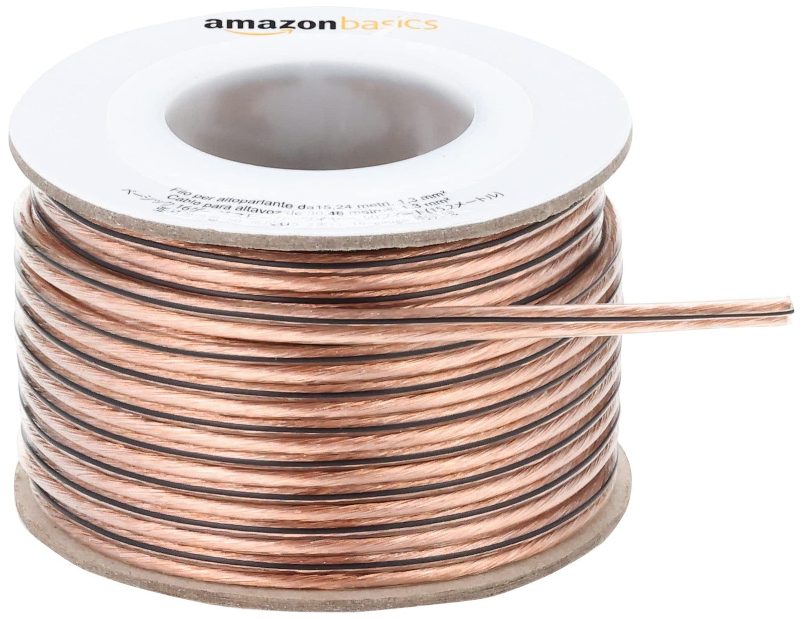 16 Gauge Speaker Wire Cable, 50ft, Polarity Marked, Transparent Audio Connection3