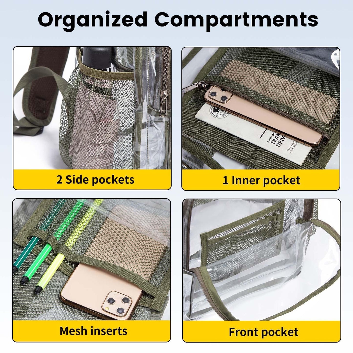 Heavy Duty Clear PVC Backpack - Transparent, Large Capacity, Reinforced Straps f5