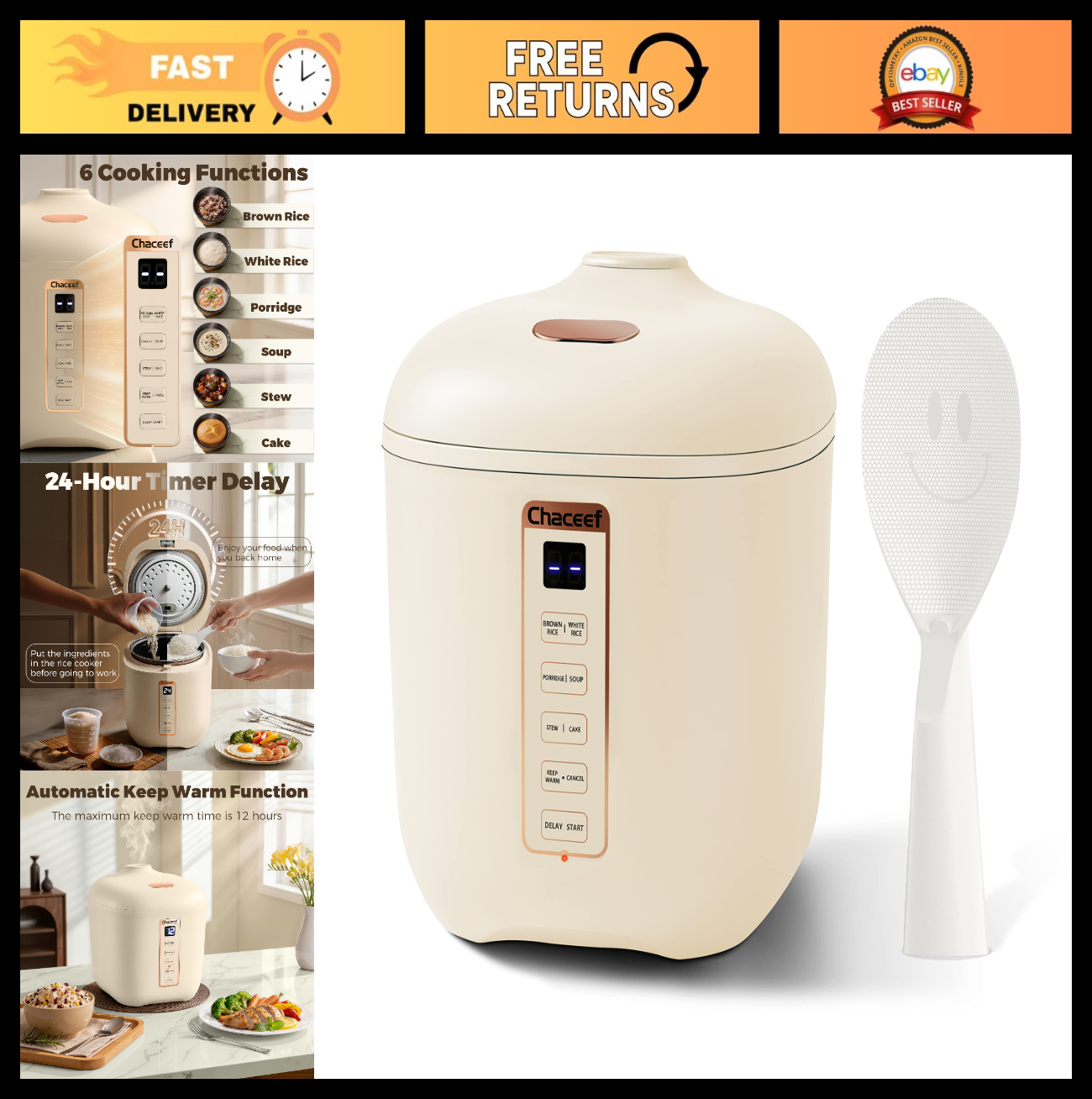 Compact 2-Cup Rice Cooker, Portable Non-Stick Travel Rice Maker, BPA-Free, Timer0