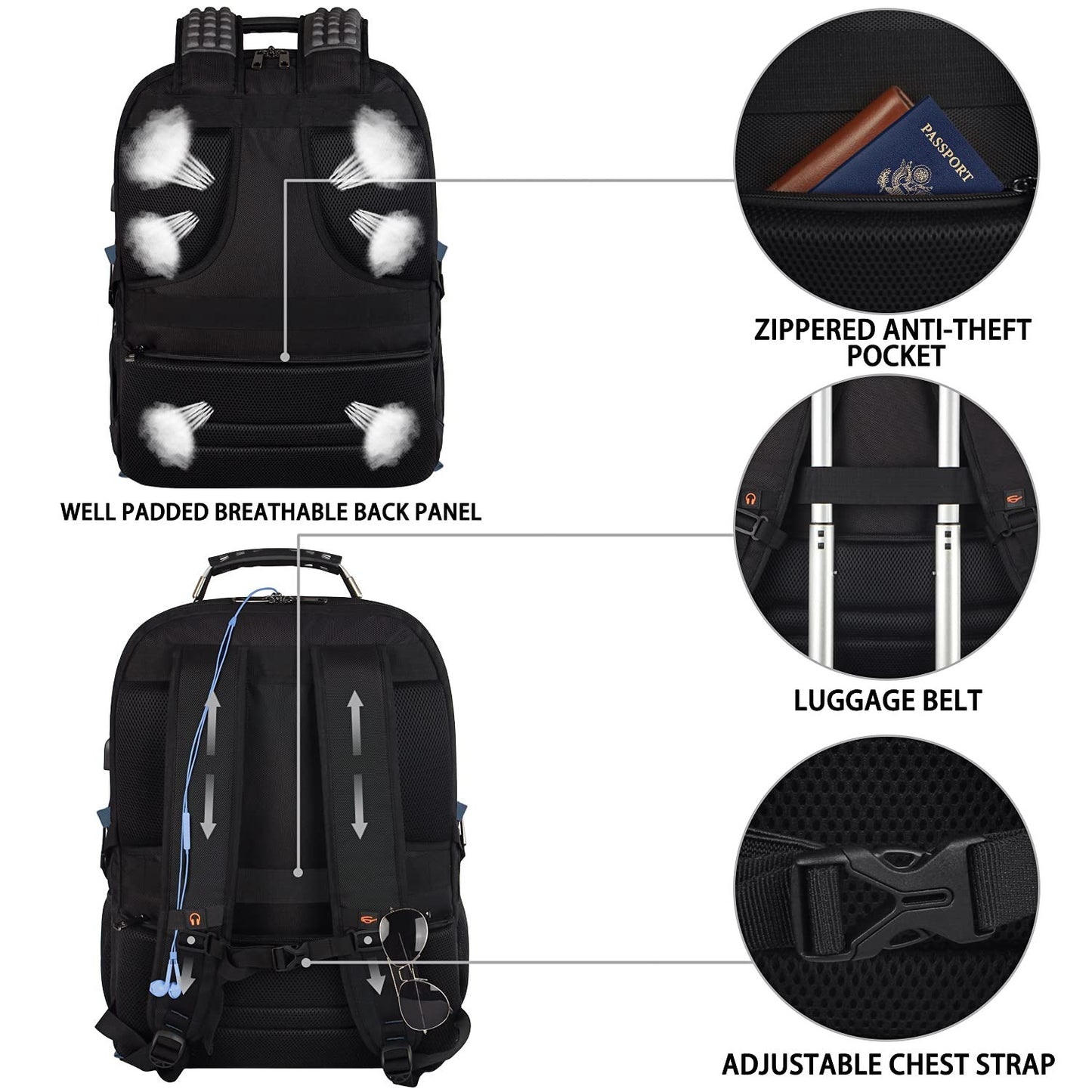 Extra Large 18.4" Gaming Laptop Backpack   TSA Friendly, RFID Anti Theft, Heavy5