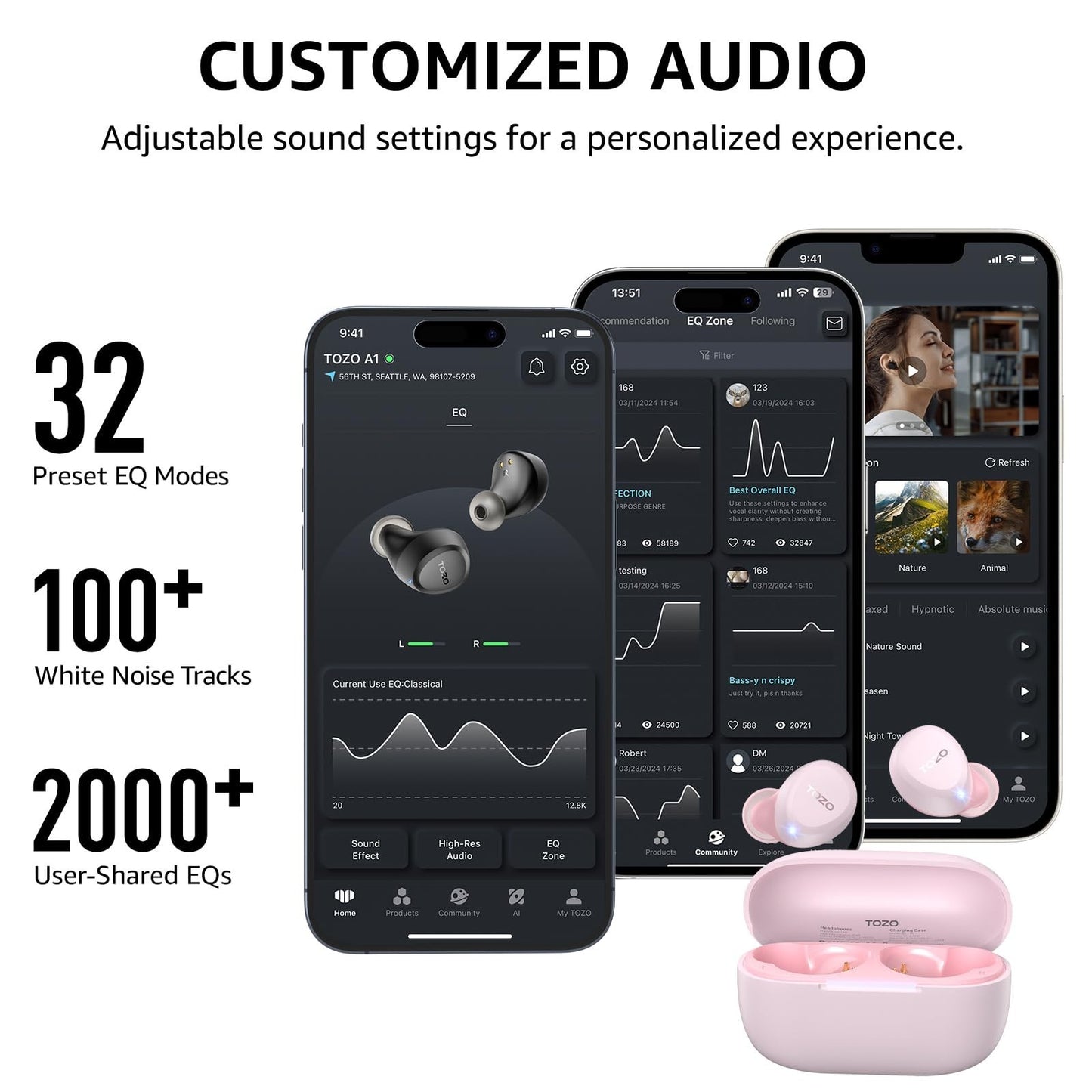Wireless Earbuds Bluetooth 5.3, IPX5 Waterproof, AI Call Mics, Premium Sound, Ch7
