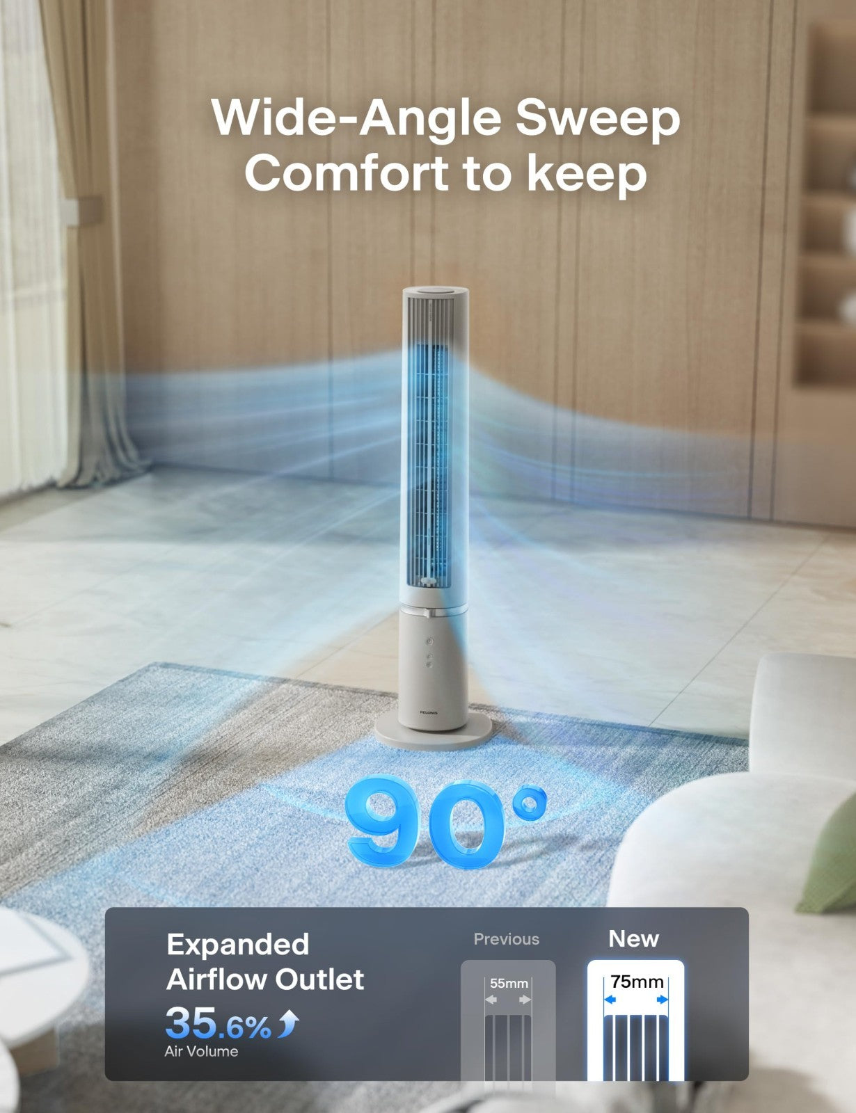 40 Inch Oscillating Tower Fan with Remote   Quiet, 4 Speeds, 90° Oscillation, 205