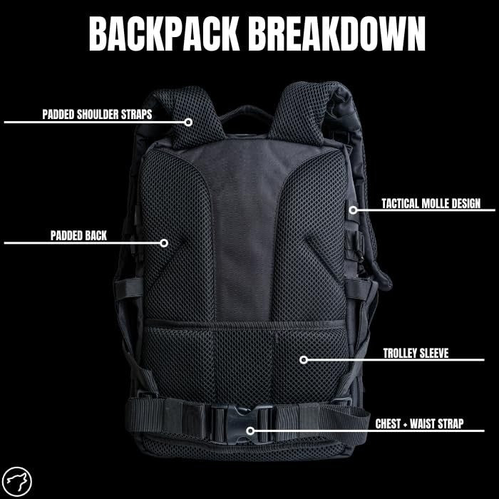 Durable 35L Waterproof Gym Backpack   1000D Oxford, MOLLE Webbing, Laptop Pocket8