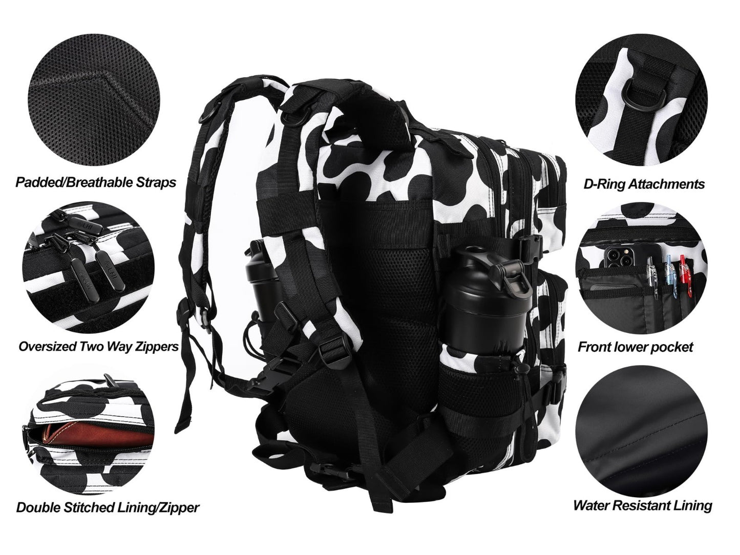 Tactical Military Backpack 25L/35L   Army Assault Rucksack with Bottle Holder, U3