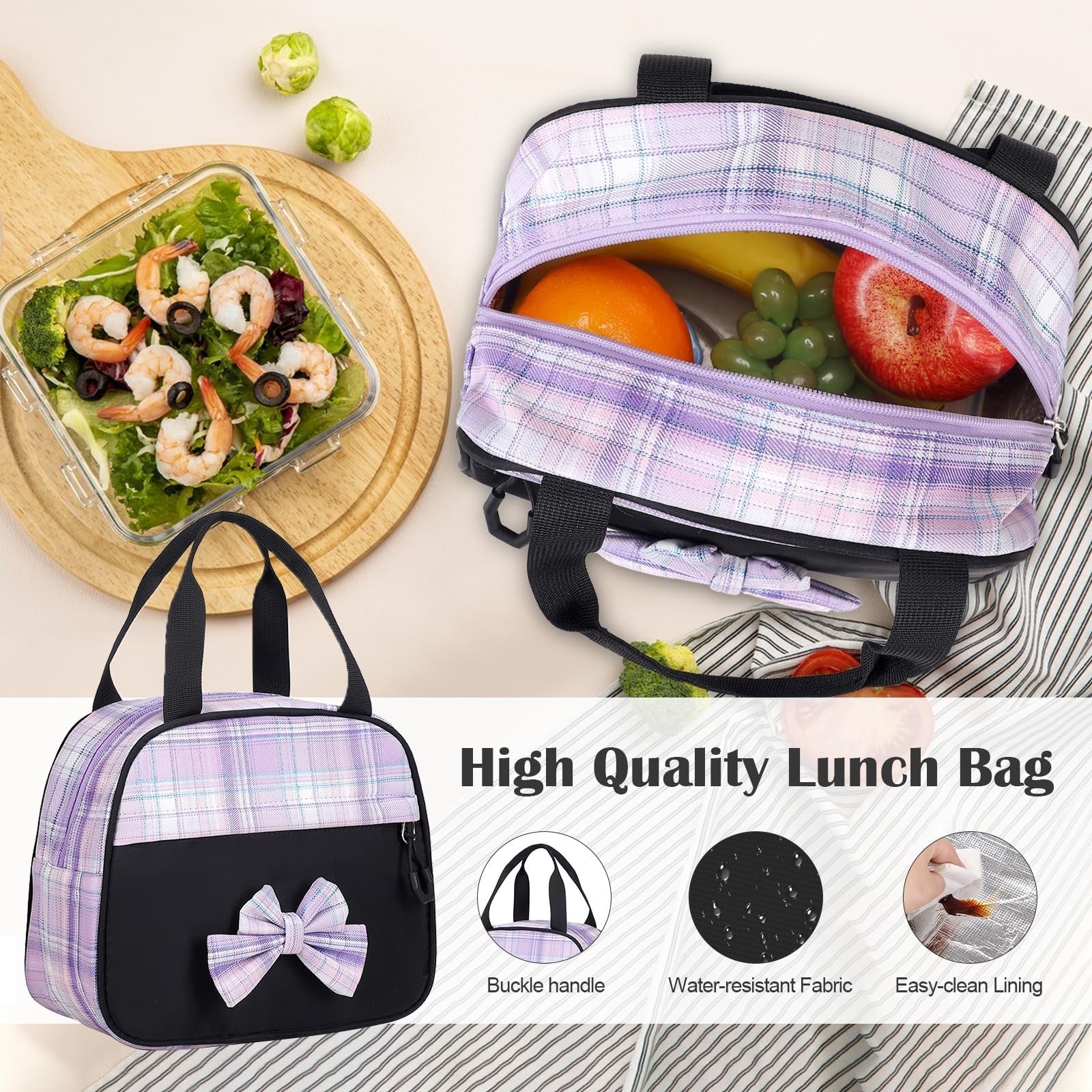 Cute Bow Backpack for Girls   School Bag Set with Lunch Bag & Pen Case5