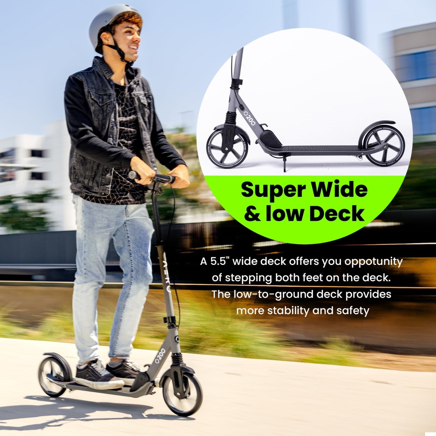 Big Wheel Kick Scooter for Kids 6-12, Teens & Adults - Adjustable Height, Smooth6
