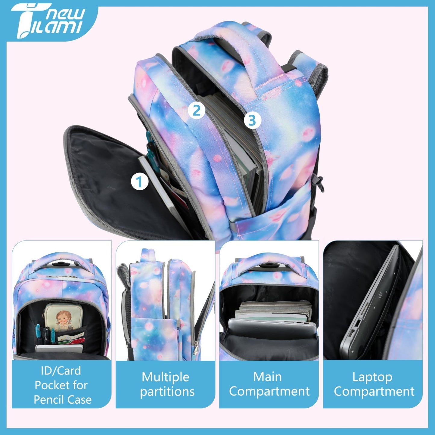 18 Inch Rolling Backpack with Lunch Bag for Kids   School Travel Bag, Durable &3