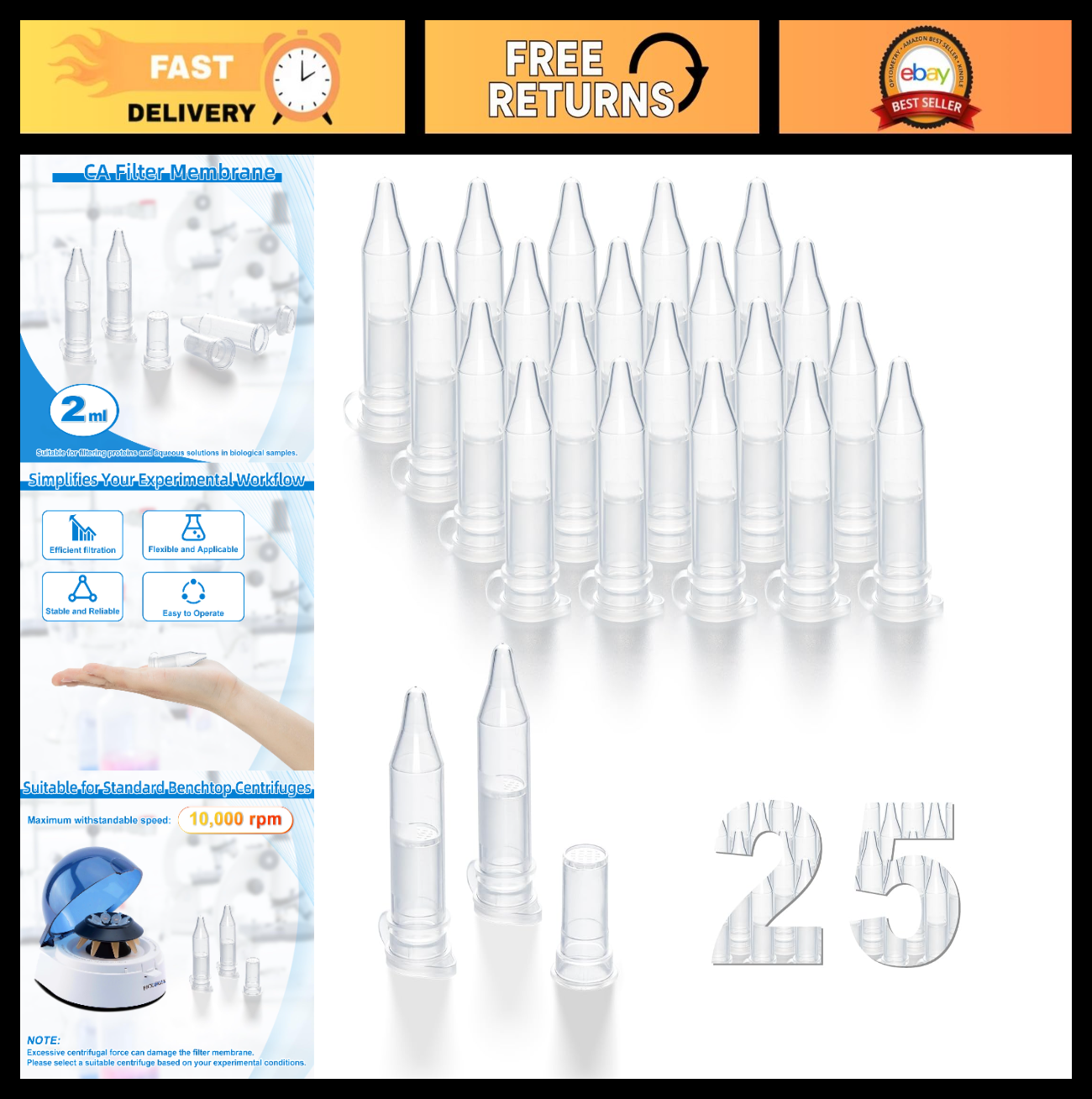 2ml Microporous Filter Column 0.22μm - 25 Sets Lab Filters for Chemical Reagents0