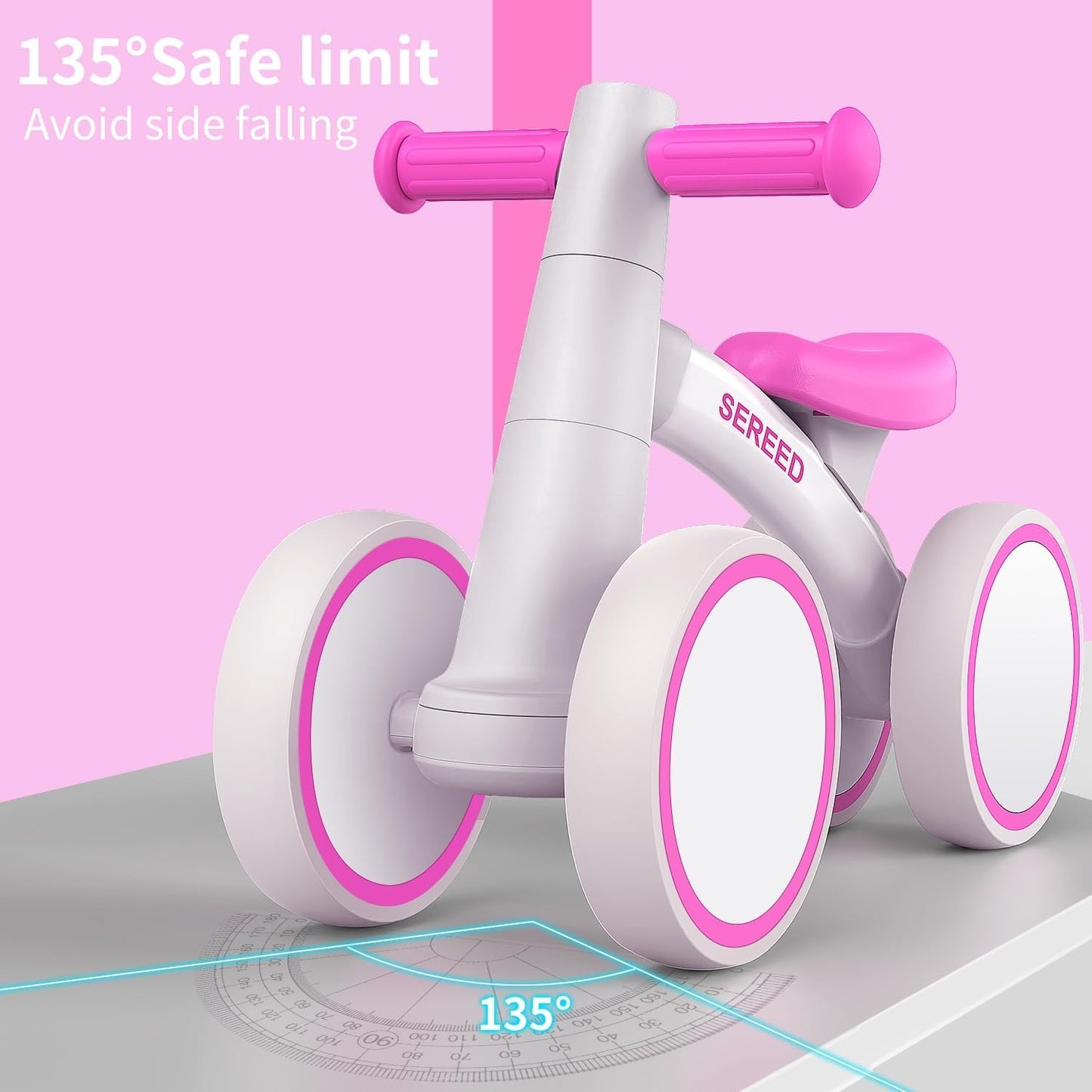 Toddler Balance Bike for 1 Year Old   4 Wheels, First Bike for Boys & Girls, Gif6