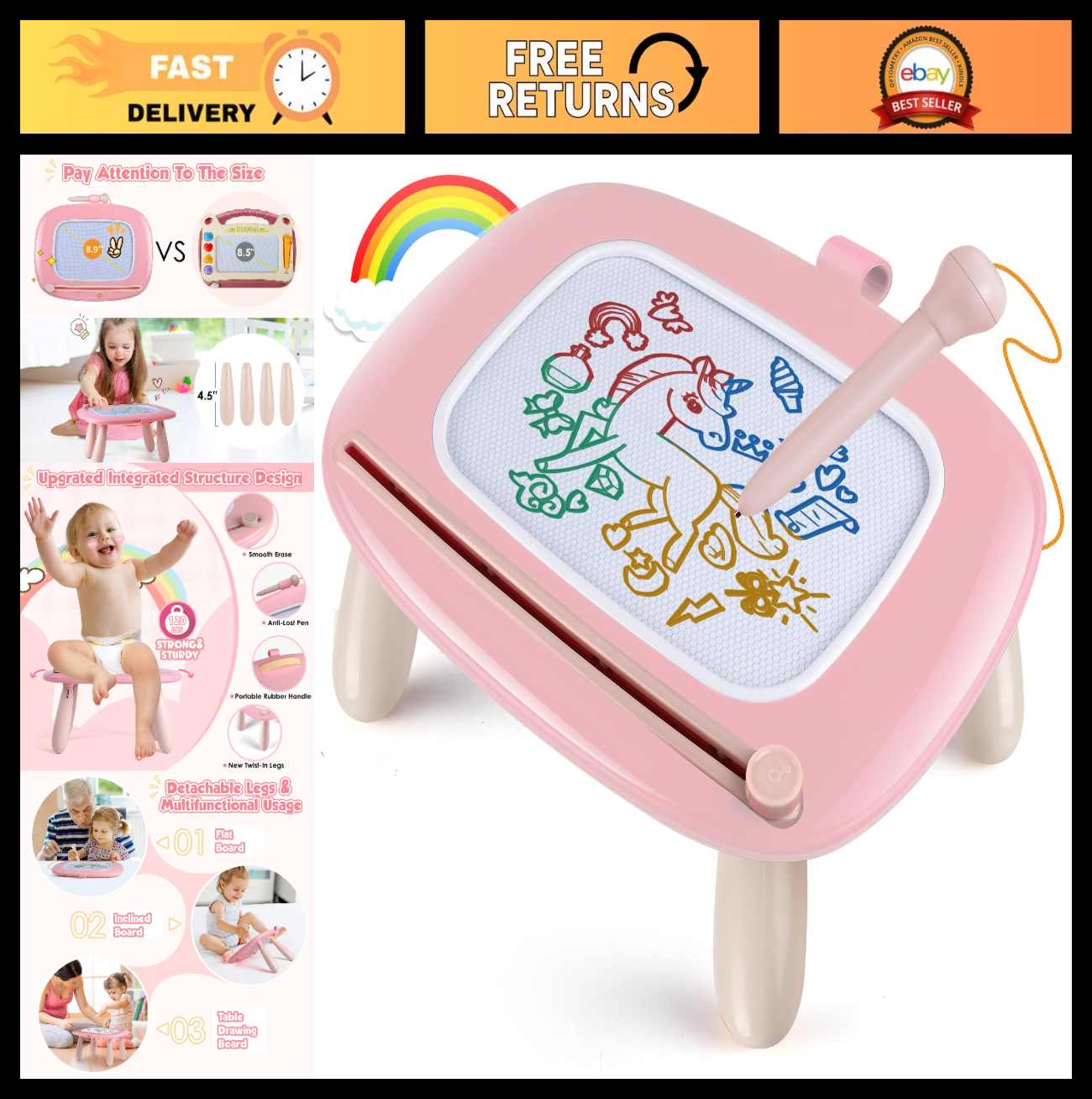Magnetic Drawing Doodle Board for Toddlers 1-3 Years - Educational Learning Toy,0