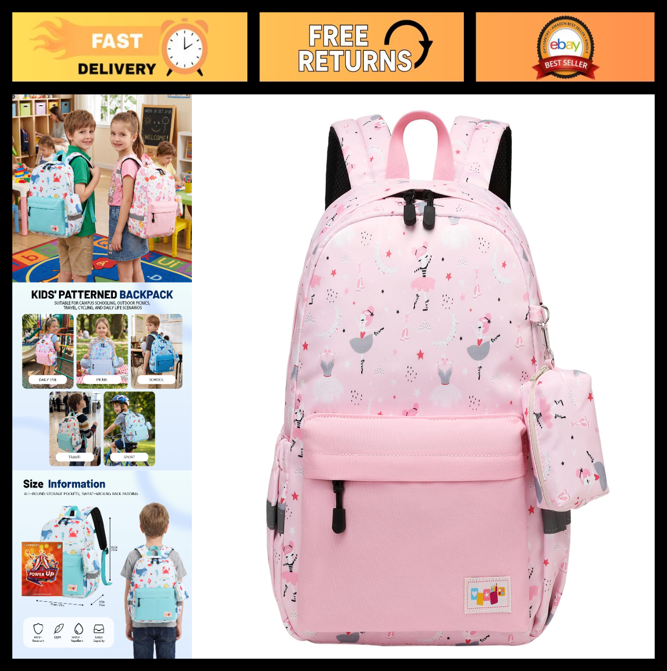 Kids Toddler Backpack with Chest Strap   Durable, Lightweight, Unisex Design0