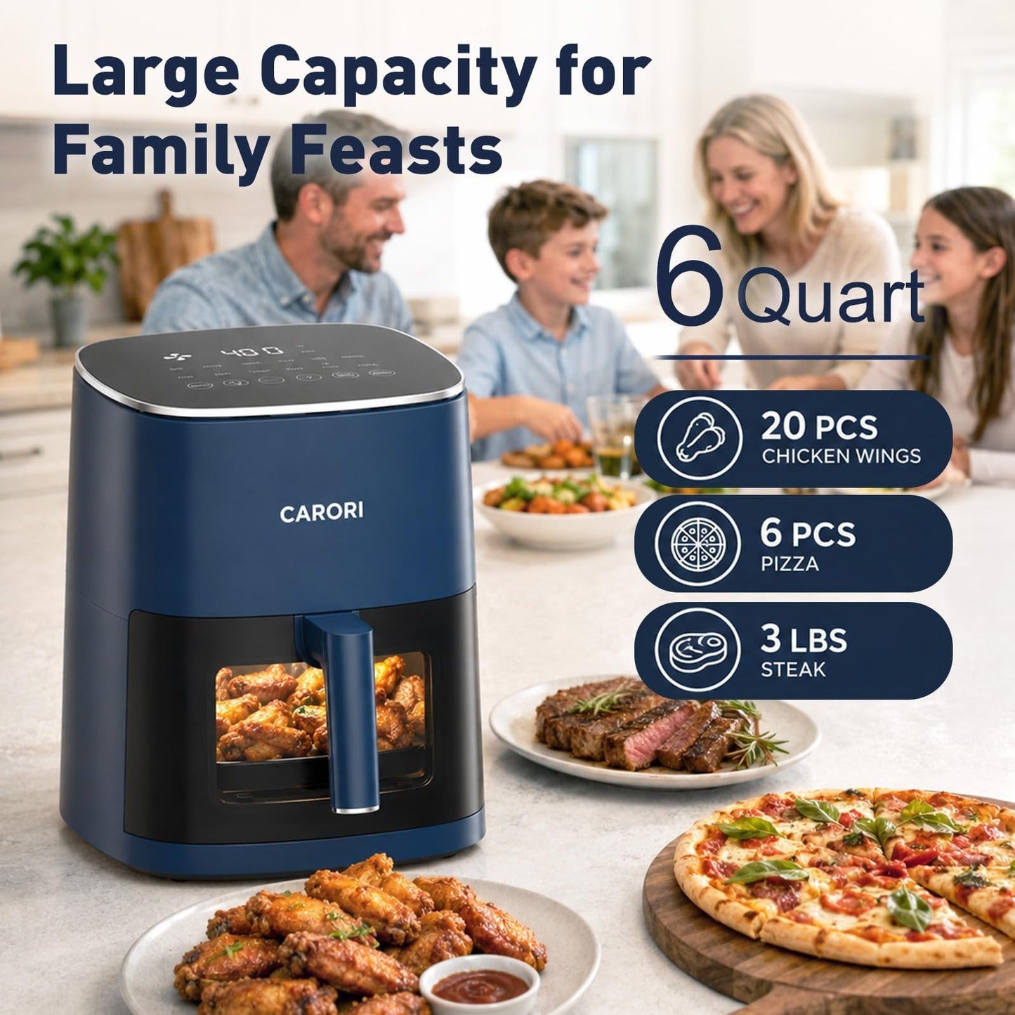 6 Qt Air Fryer with Viewing Window, 12 Cooking Presets, 1700W, Nonstick Basket4