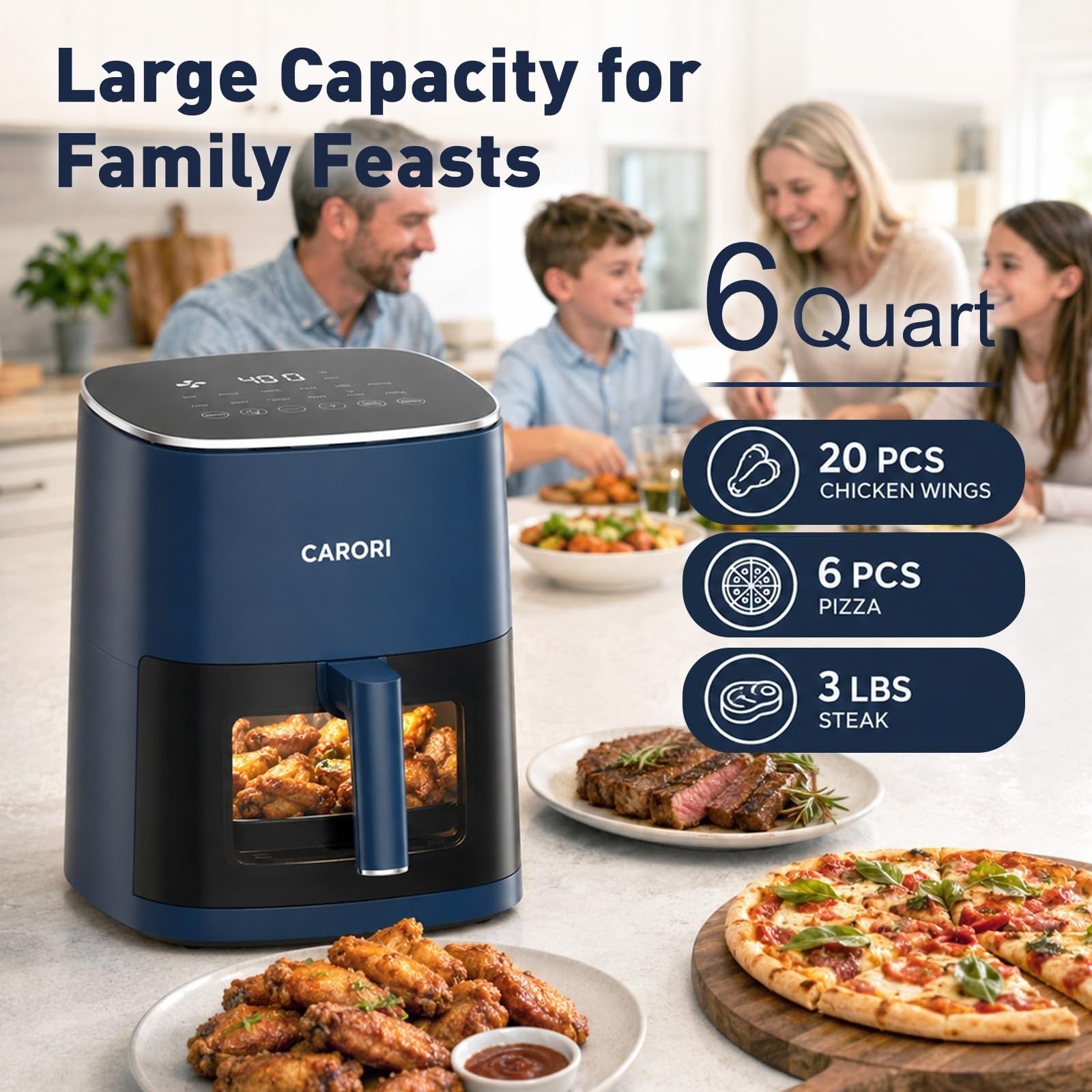 6 Qt Air Fryer with Viewing Window, 12 Cooking Presets, 1700W, Nonstick Basket4