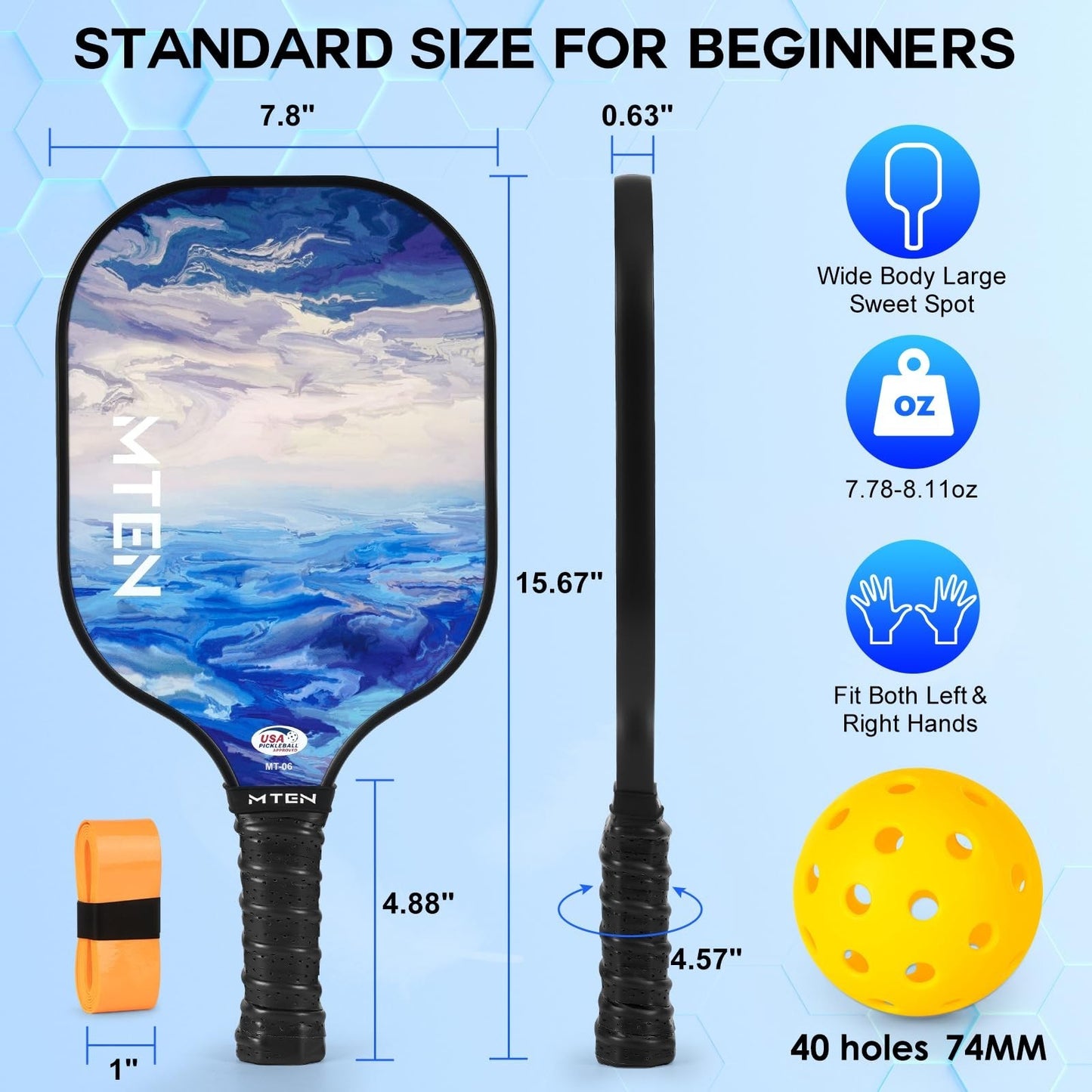 Pickleball Paddle Set of 2/4/1 - USAPA Approved Fiberglass Rackets, Lightweight4