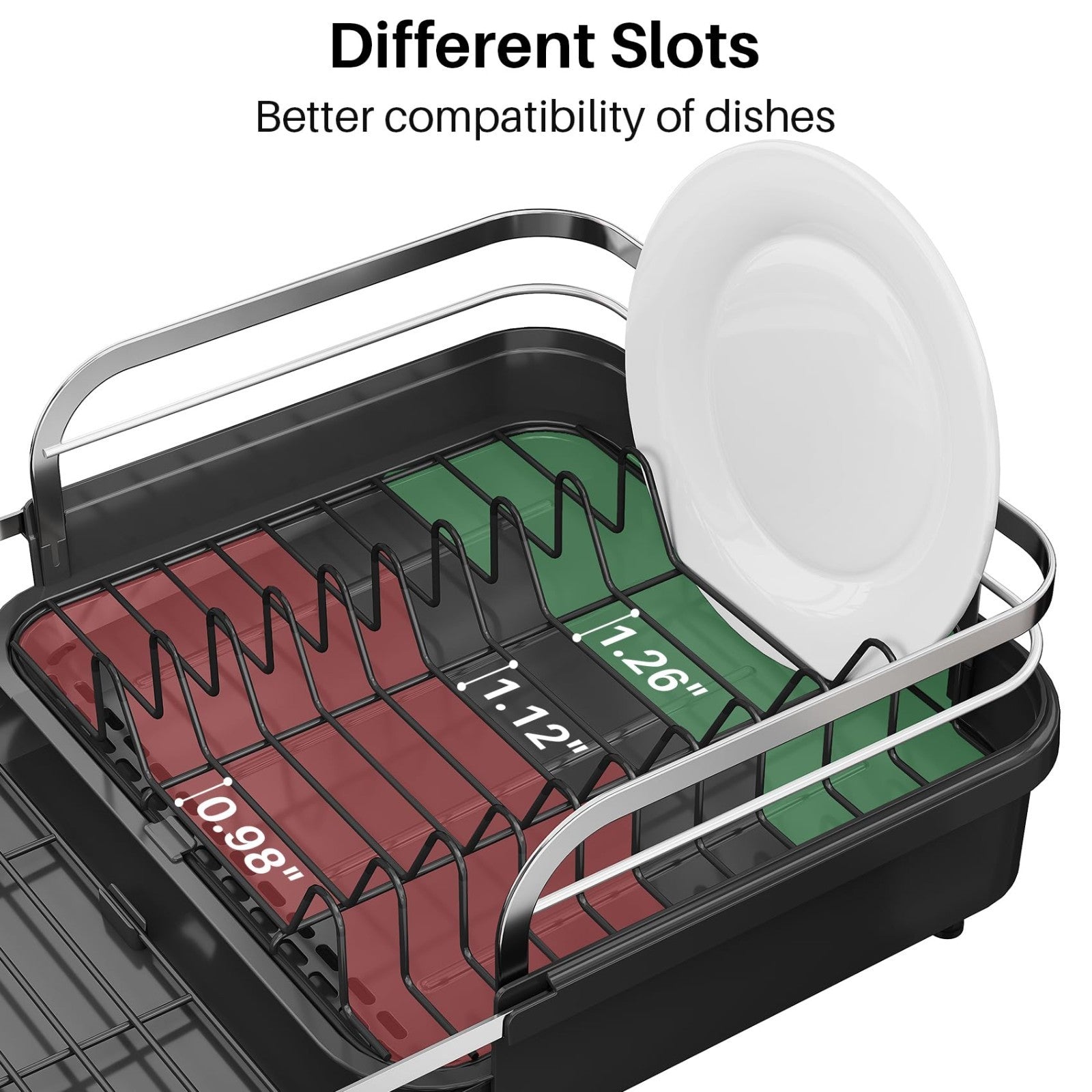 Expandable Dish Drying Rack for Kitchen Counter, Rust Resistant Stainless Steel,6