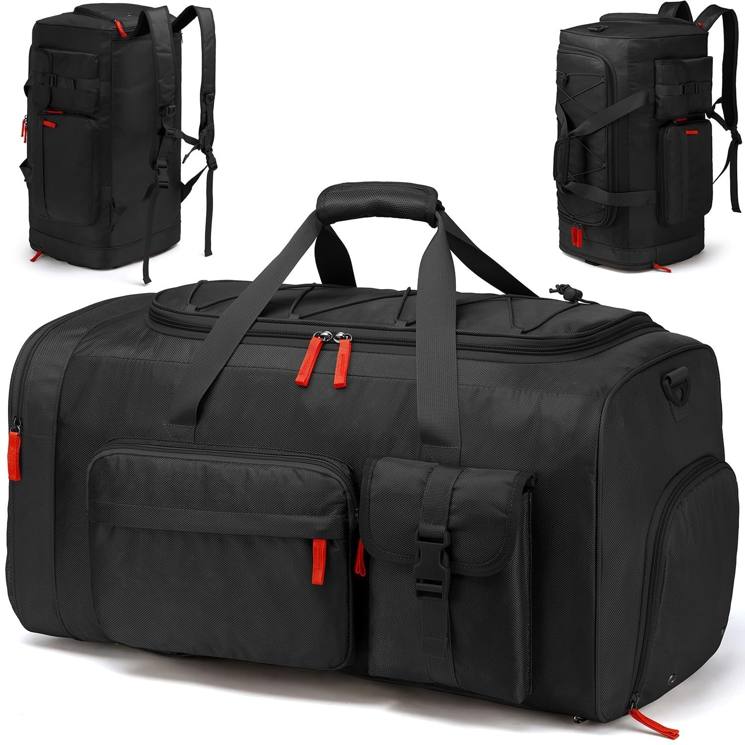 Large 70L Duffle Bag Backpack for Travel   Heavy Duty Gym Bag with Shoe Compartm7