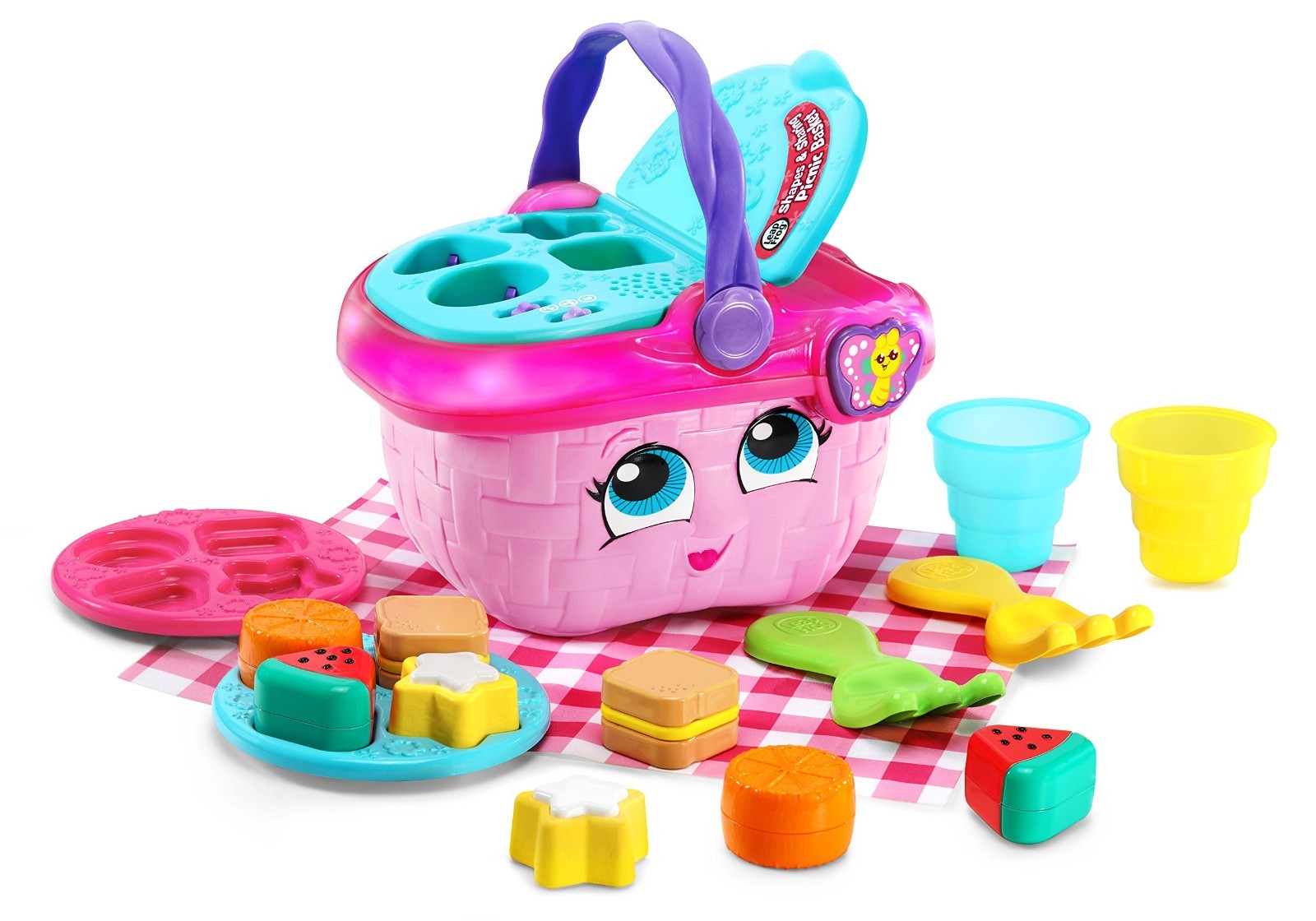 Shapes and Sharing Picnic Basket   Educational Toy for Kids, Pink, Fun Learning1
