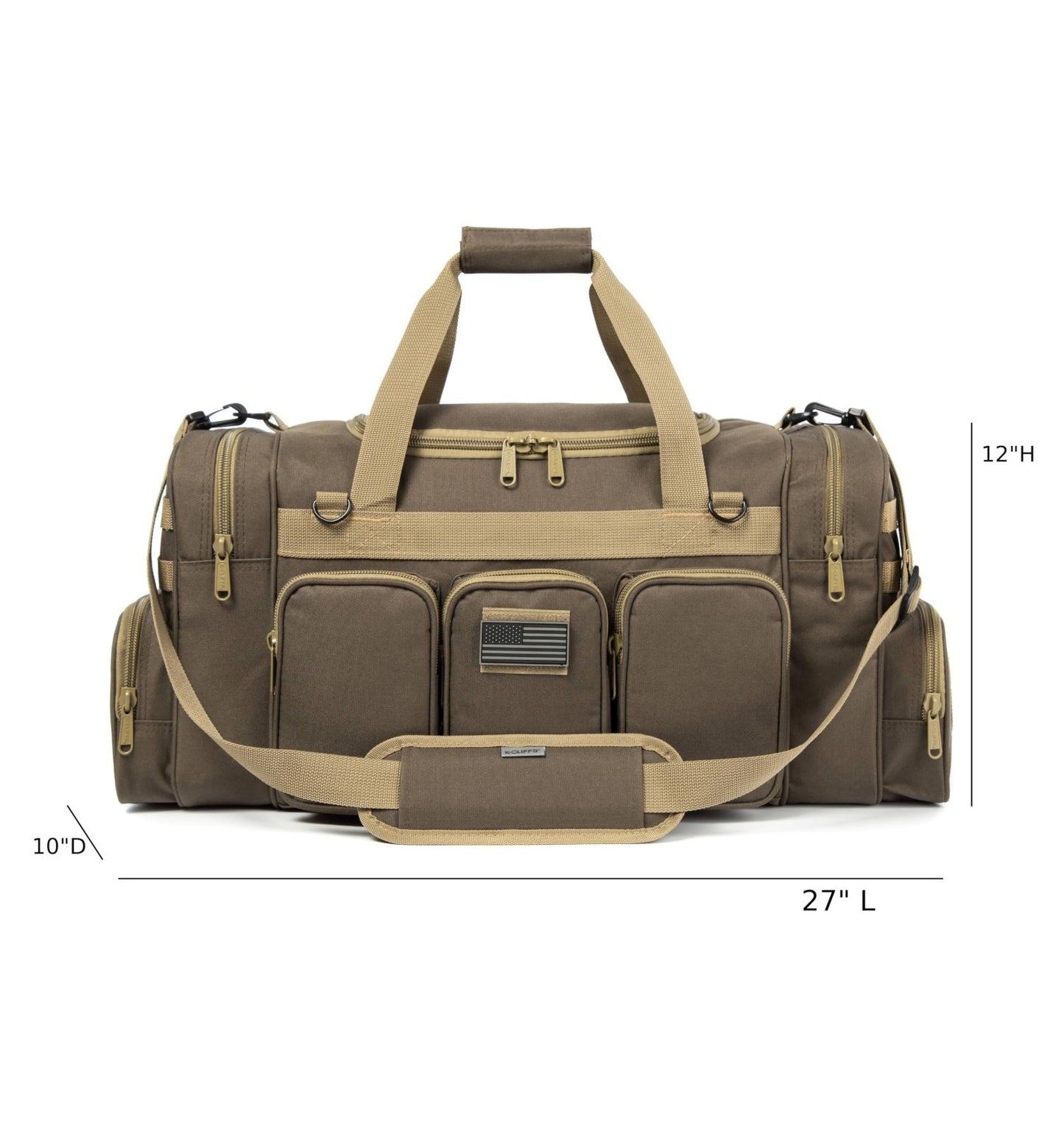 Heavy Duty Tactical Duffel Bag   Military Molle Gear, Lockable Zippers, 27" Khak7