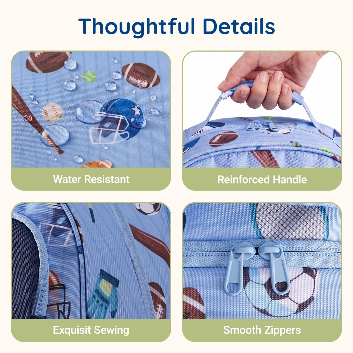 Kids Backpack Set 3PCS for School, Large Capacity 23L, Lightweight, Water-Resist4