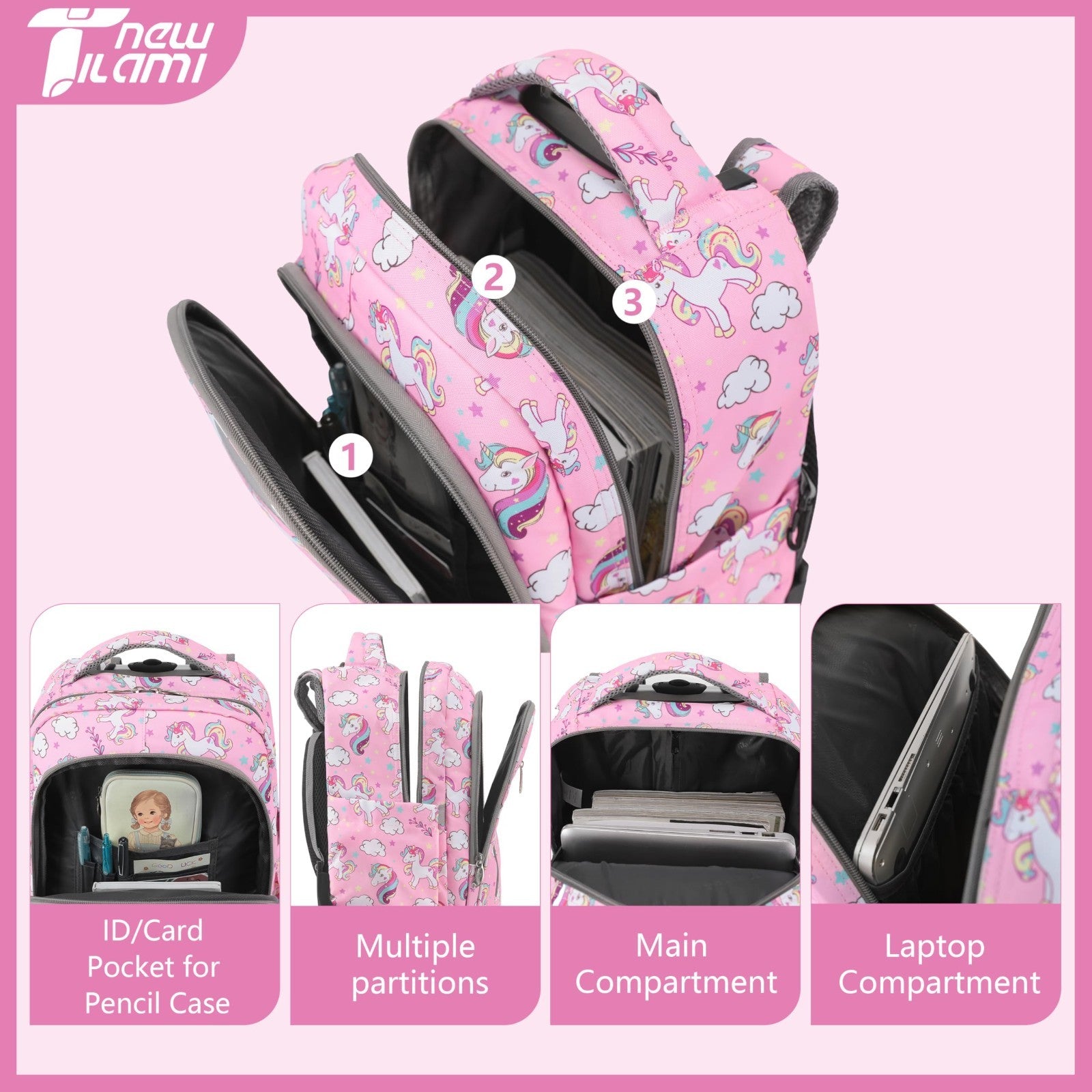 18" Rolling Backpack with Lunch Bag for Kids, School, Travel, Girls & Boys3