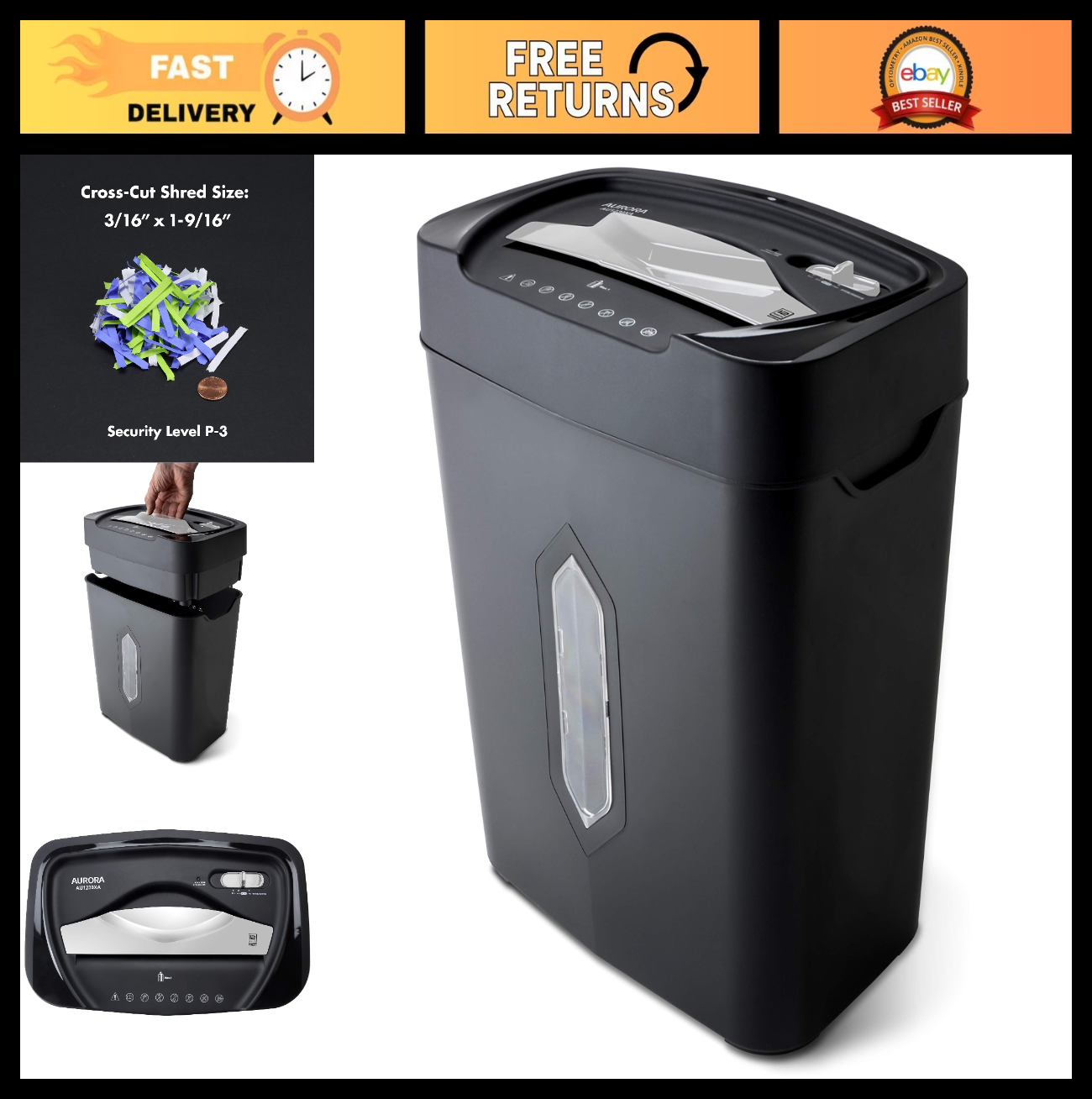 12 Sheet Crosscut Paper & Credit Card Shredder with 5.2 Gallon Wastebasket   Ant0