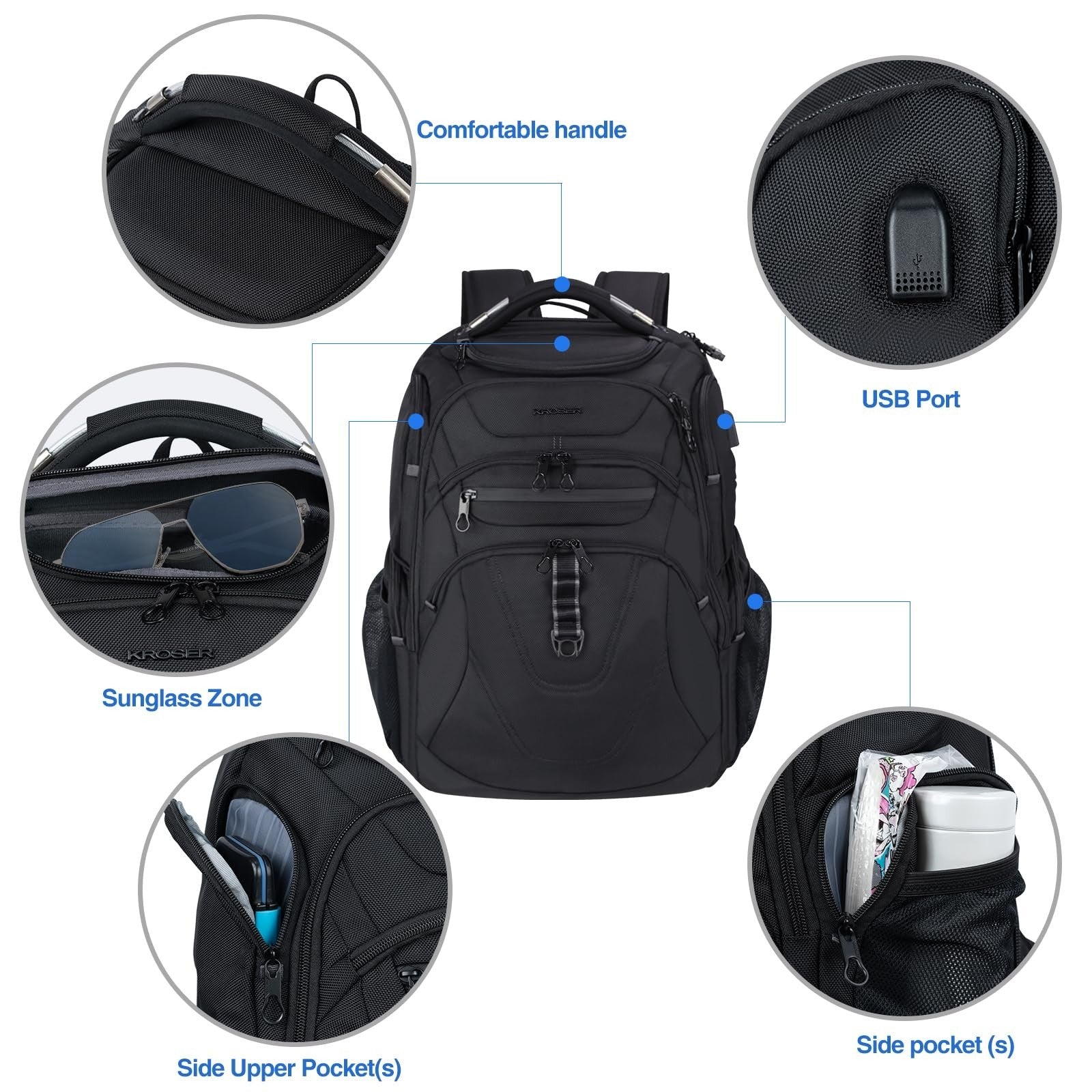 Water Repellent 18.4" Gaming Laptop Backpack, TSA Friendly College Daypack with4