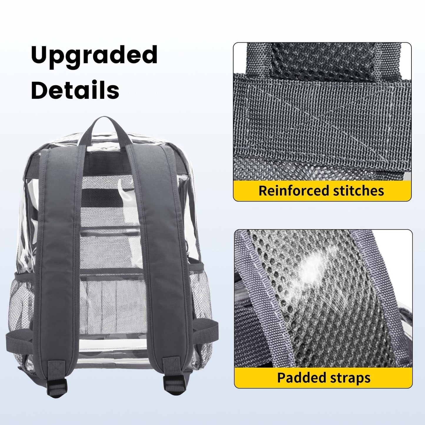 Clear PVC Backpack Heavy Duty Transparent Bag with Reinforced Straps - Large Cap4