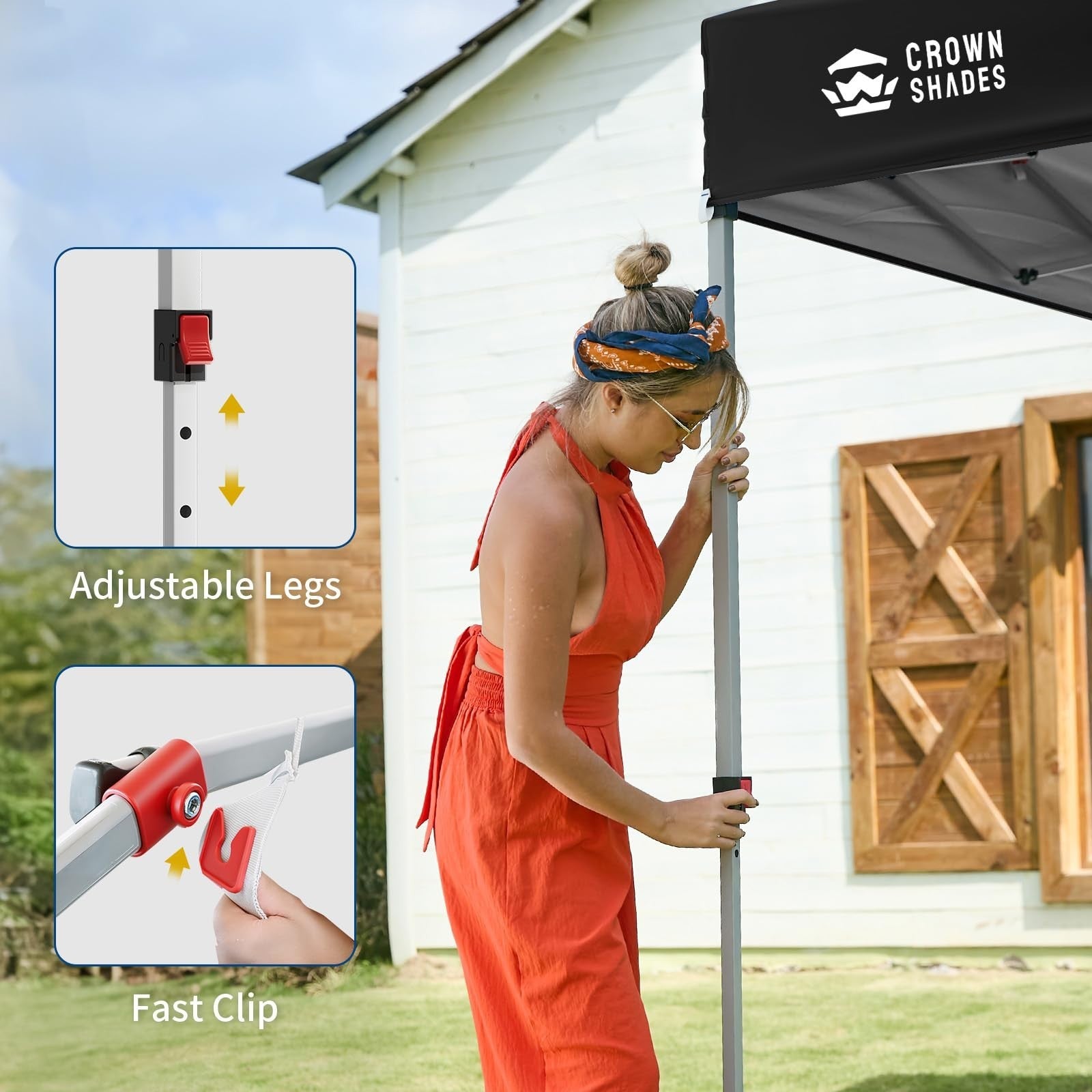 10x10 Pop Up Canopy Tent with Side Wall, Easy Setup Outdoor Shelter, Beach Gazeb4