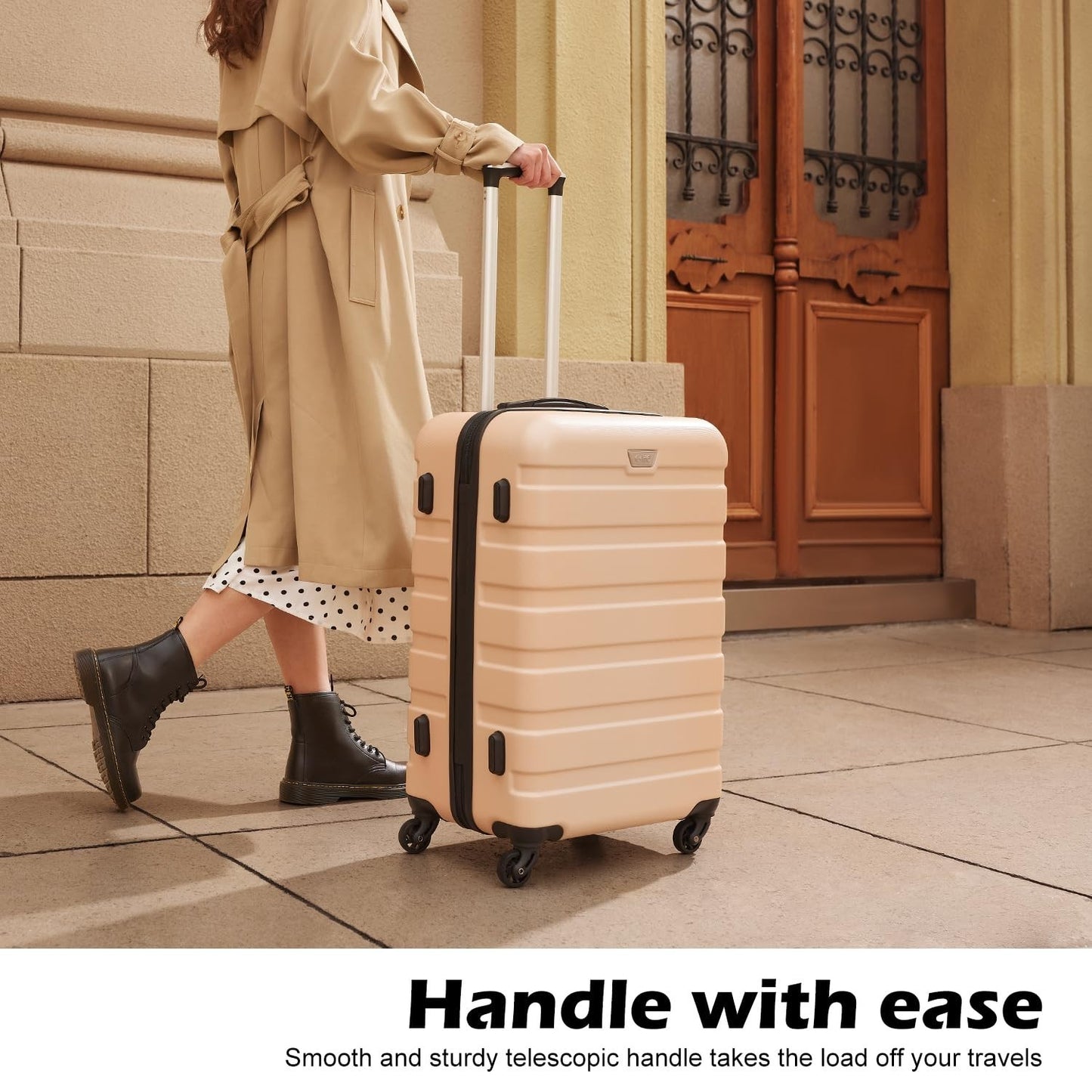 Lightweight Durable Hardshell Luggage Set - 3 Piece Suitcase with 360° Spinner W2