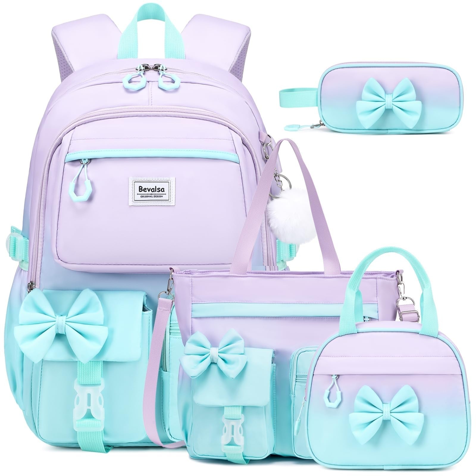 Cute Bow Backpack for Girls   School Bag Set with Lunch Bag & Pen Case1