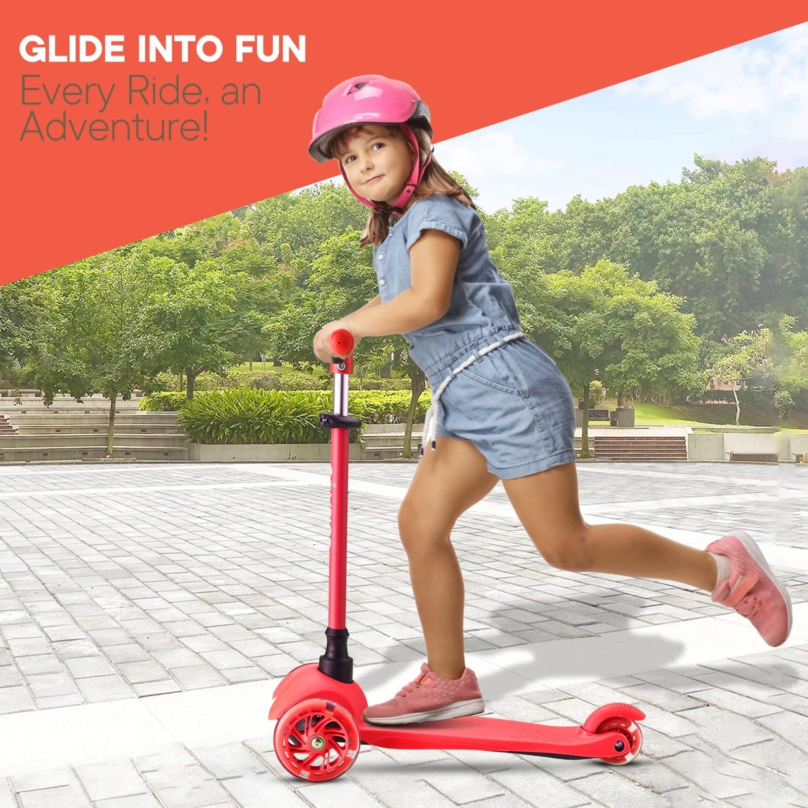 Mini 3-Wheel Kids Scooter - Lean-to-Steer, LED Light Wheels, Adjustable Handleba2