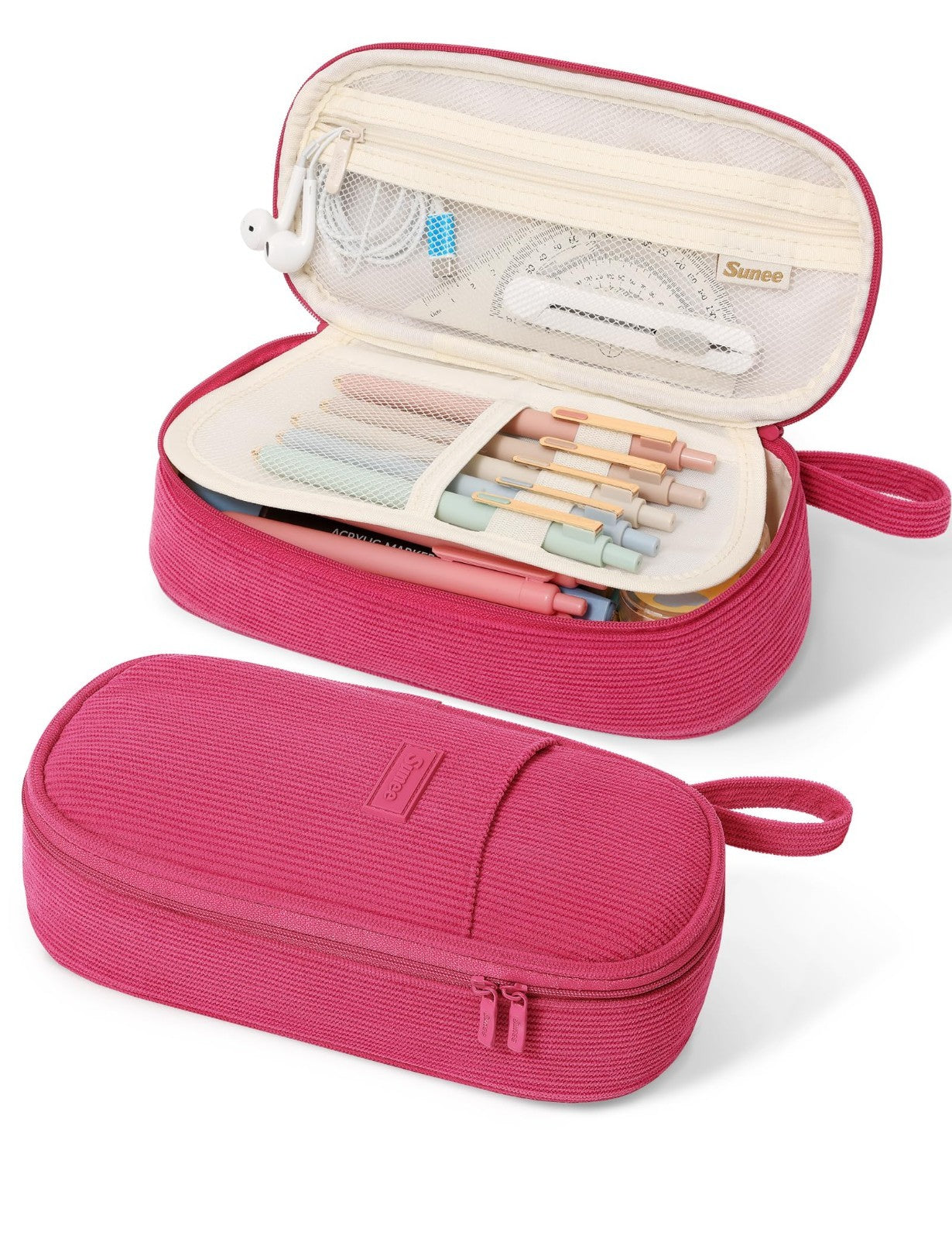 Cute Large Pencil Case, Soft Corduroy Zipper Pouch, Kawaii Pen Bag, School Suppl0