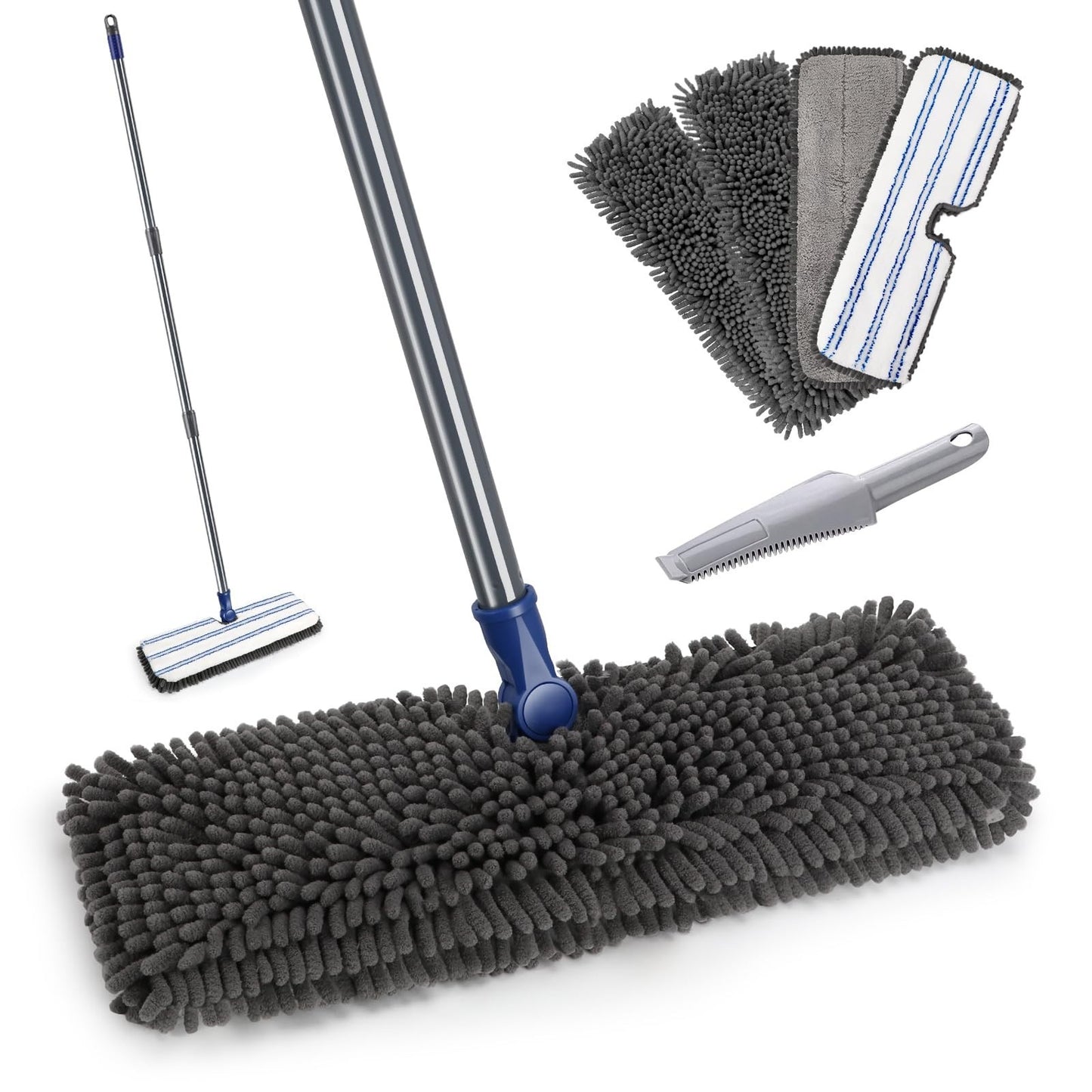 Adjustable Microfiber Mop - Wet Dry Dust Mop with Flip Design for Easy Cleaning1