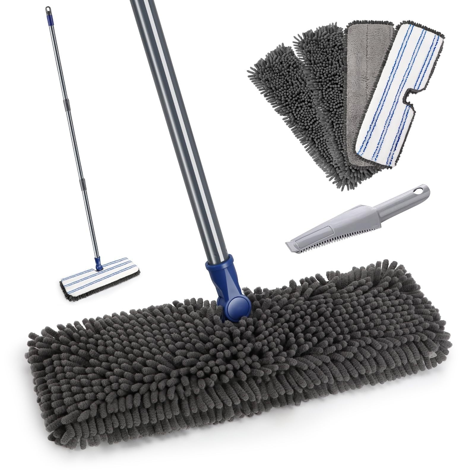Adjustable Microfiber Mop - Wet Dry Dust Mop with Flip Design for Easy Cleaning1