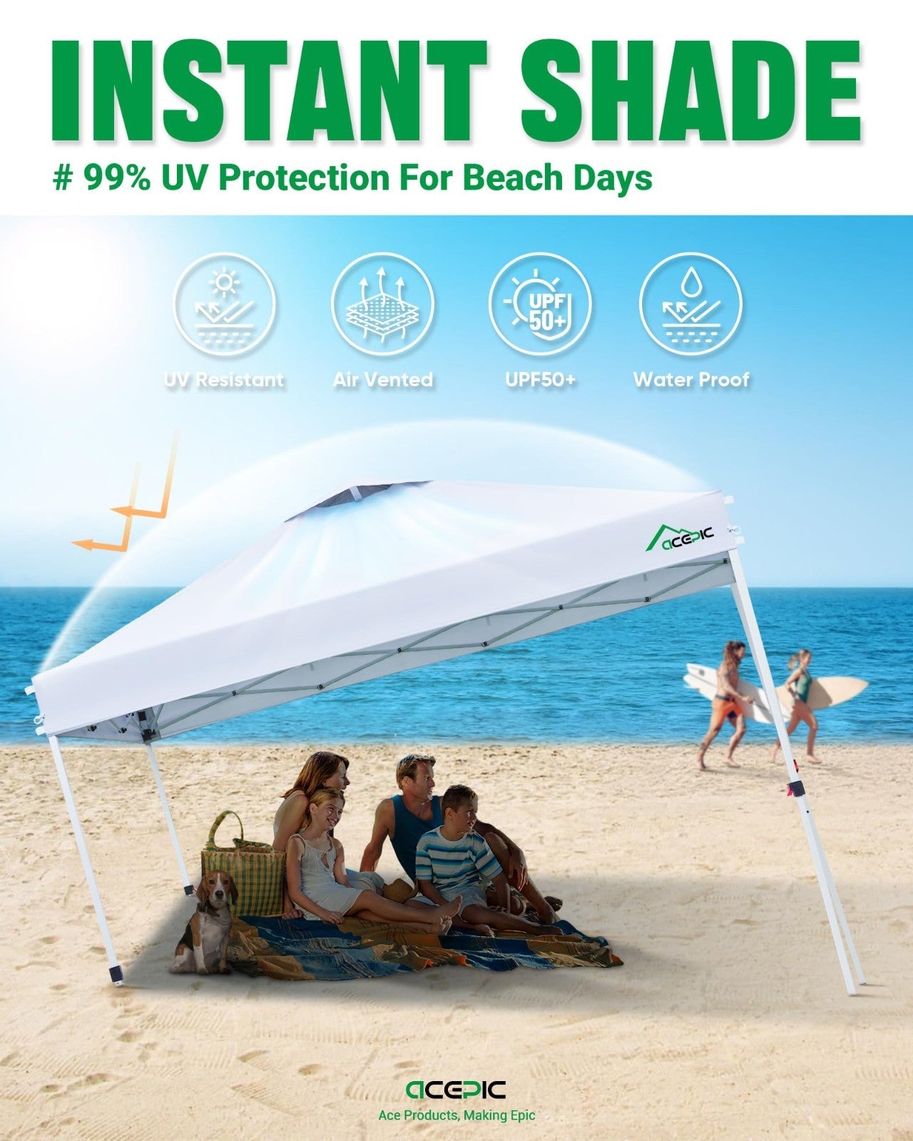 10x10 Pop Up Canopy Tent   Easy Setup Portable Shelter with UV Protection & Whee6