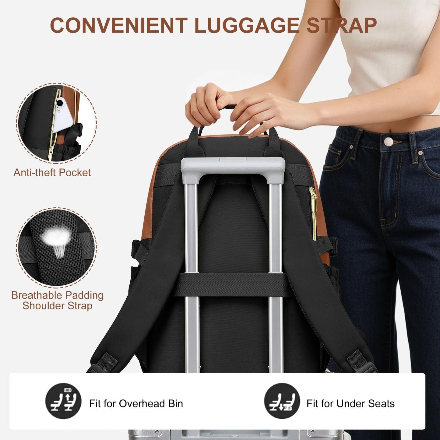 Stylish Women’s Laptop Backpack 15.6"   Waterproof, Anti Theft, Large Capacity B4