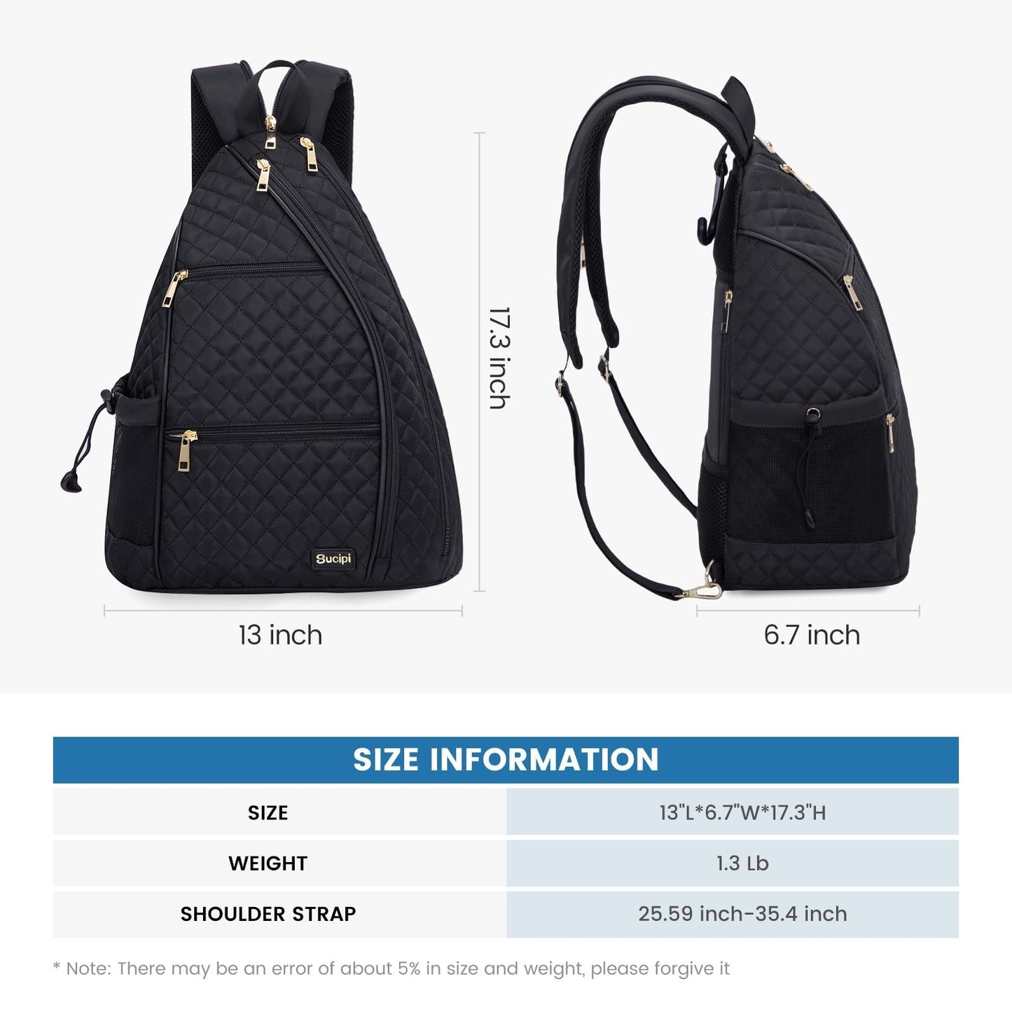 Quilted Pickleball Backpack Sling Bag for Women - Tennis & Paddle Carrier2