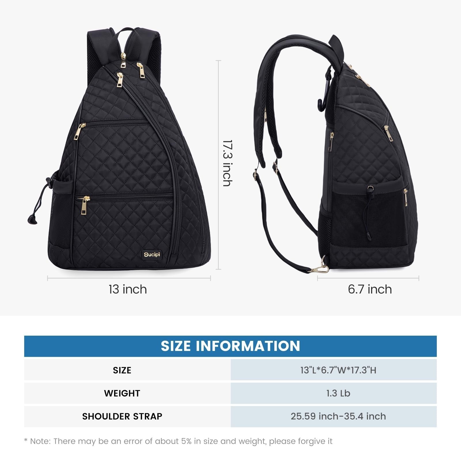 Quilted Pickleball Backpack Sling Bag for Women - Tennis & Paddle Carrier2