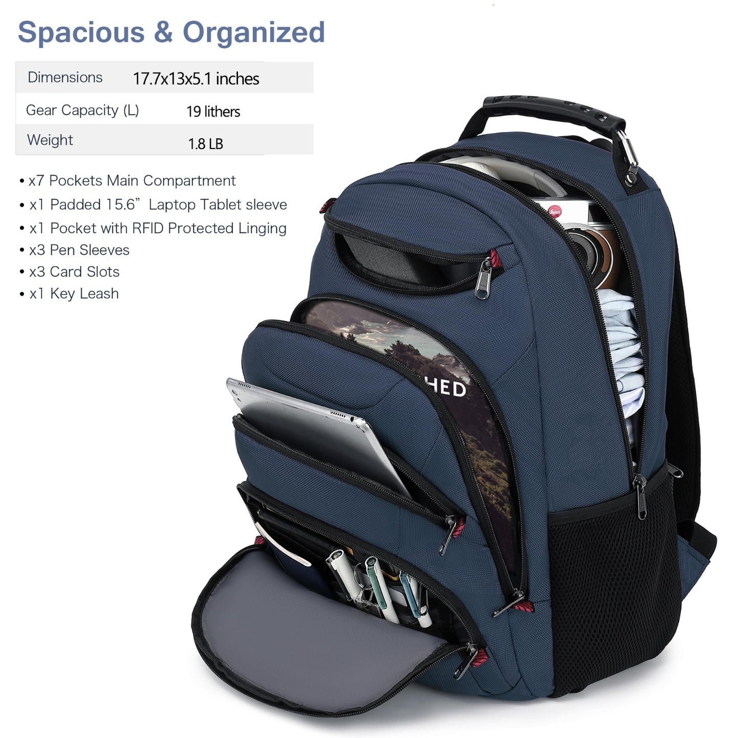 Waterproof 15.6" Laptop Backpack with USB Port, Anti Theft Travel Bag for Work &2